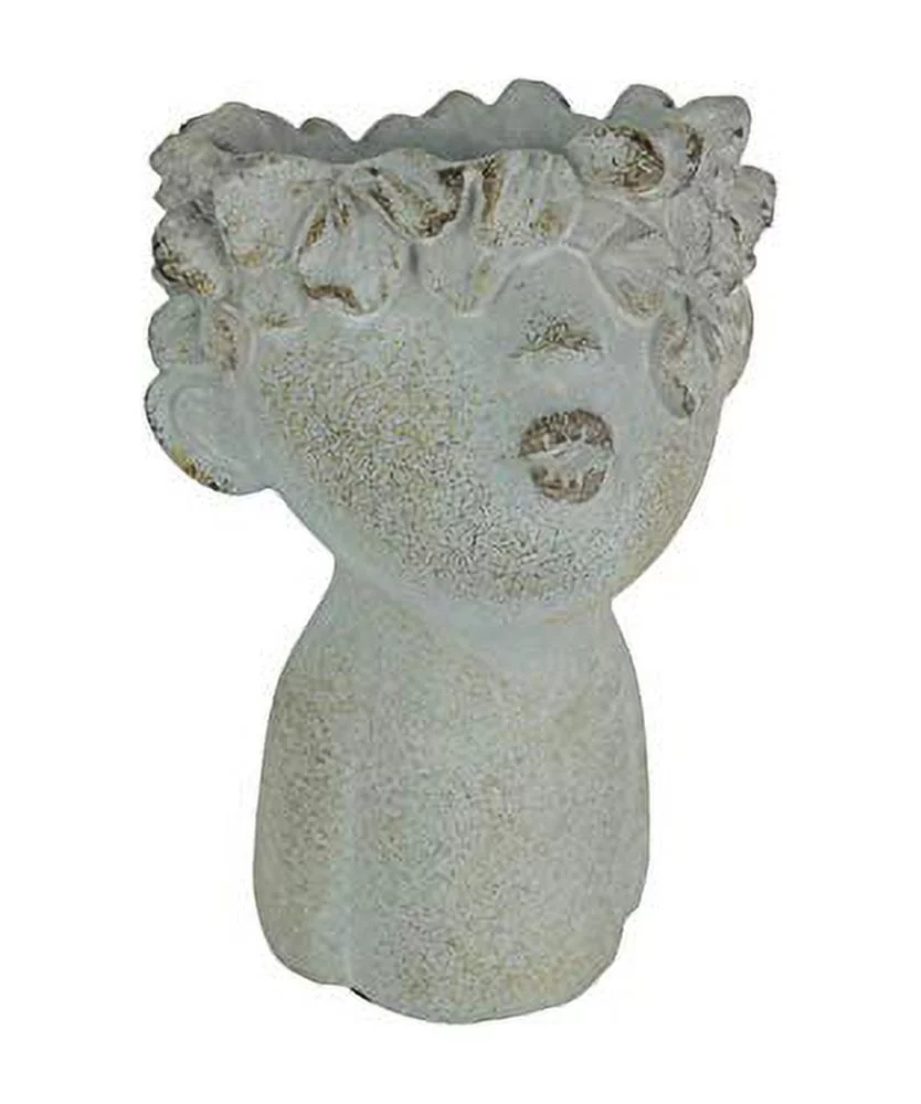 Pucker Up Junior Kissing Face Weathered Finish Concrete Head Mini Planter 7 Inches Tall Outdoor Décor