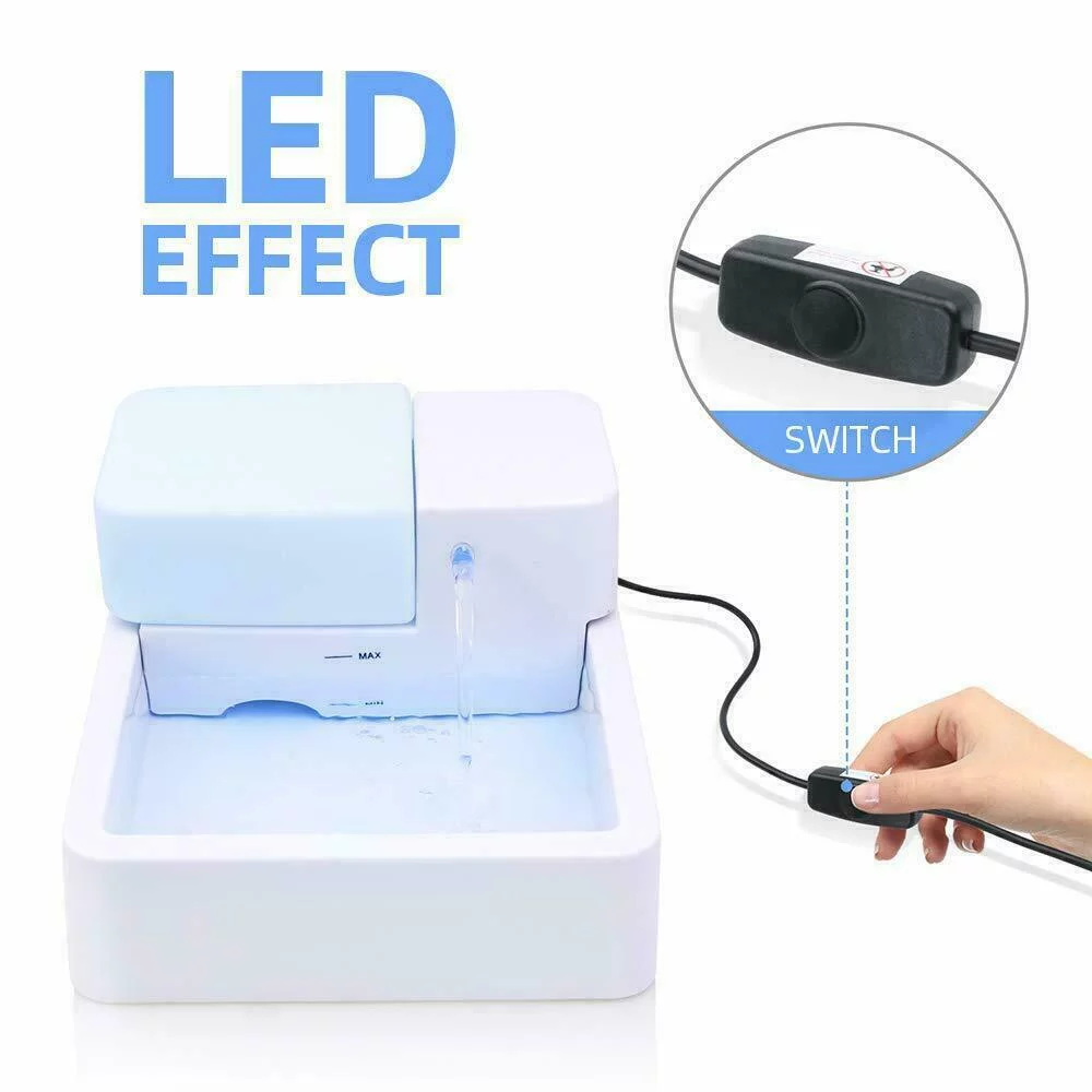 SHANNA 1.8L Automatic Pet Water Fountain Dogs Cats Drinking Bowl Water Dispenser with LED Light +UV Function