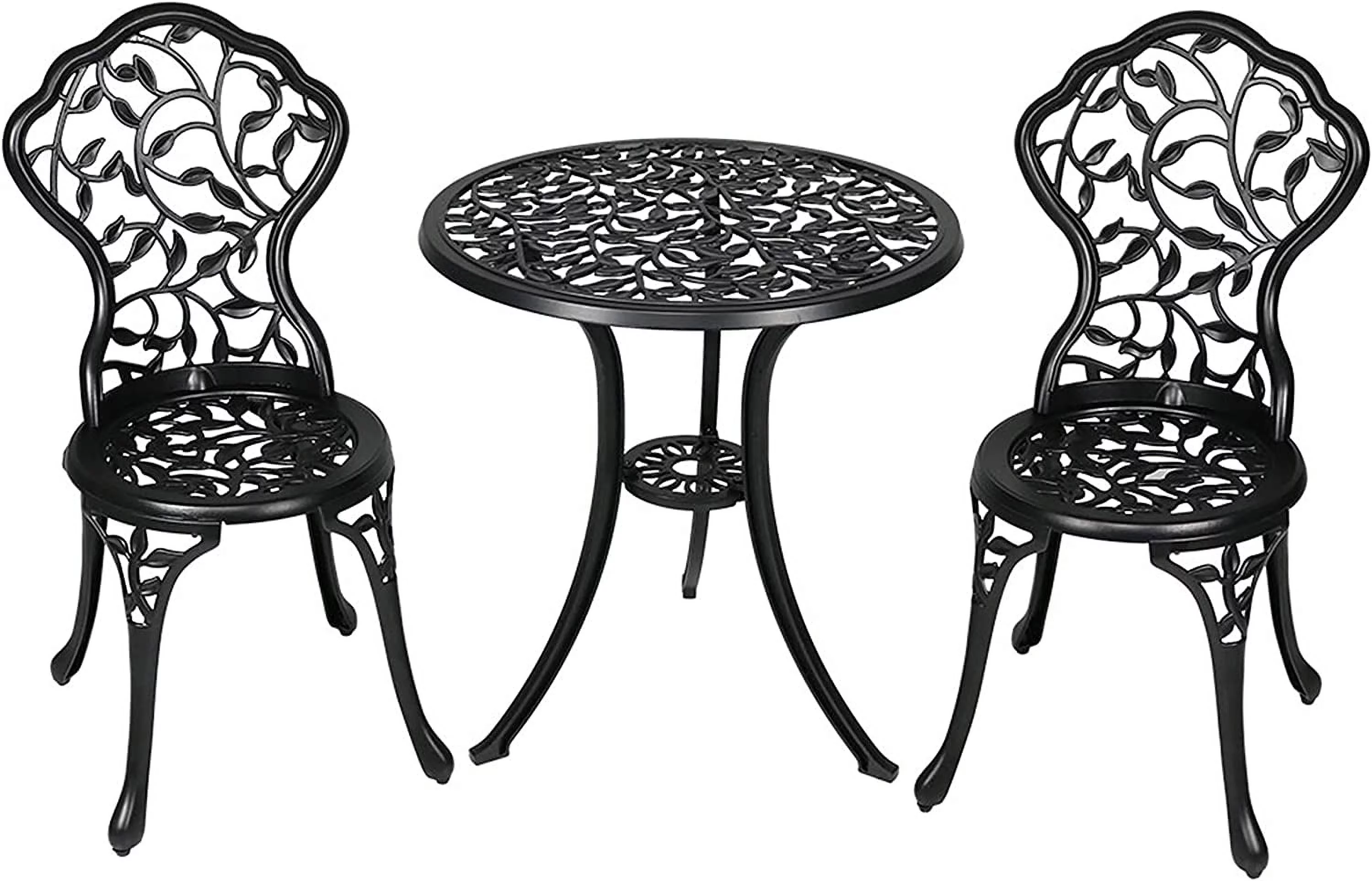 Sunnydaze 3-Piece Black Outdoor Cast Aluminum Patio Bistro Set