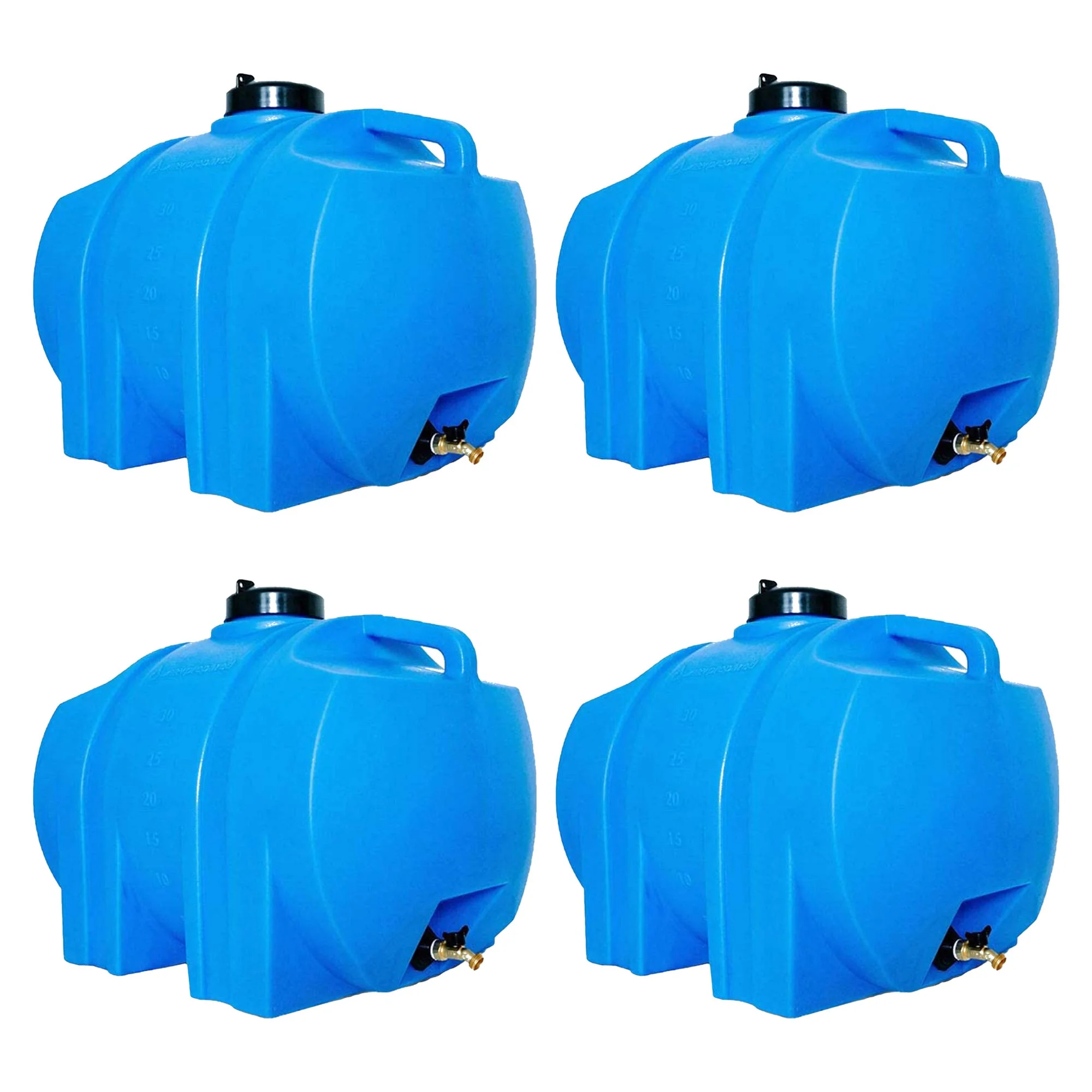 WaterPrepared 35 Gallon Utility Water Tank with Large Cap, Blue (4 Pack)