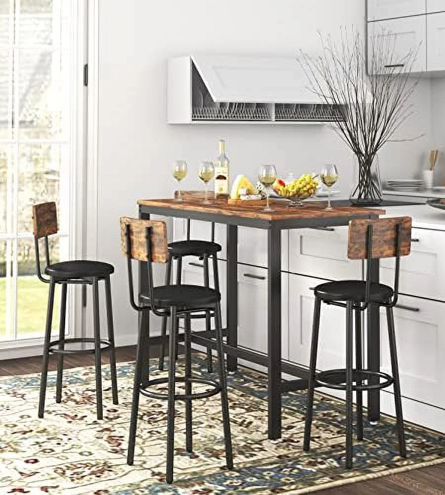 CHIUOJN Table Set for 2 with 2 PU Upholstered Stools  Pub Bistro Dinning Table and Stools with Backrest  Counter Height  Table Set for Apartment  Kitchen  Small Space