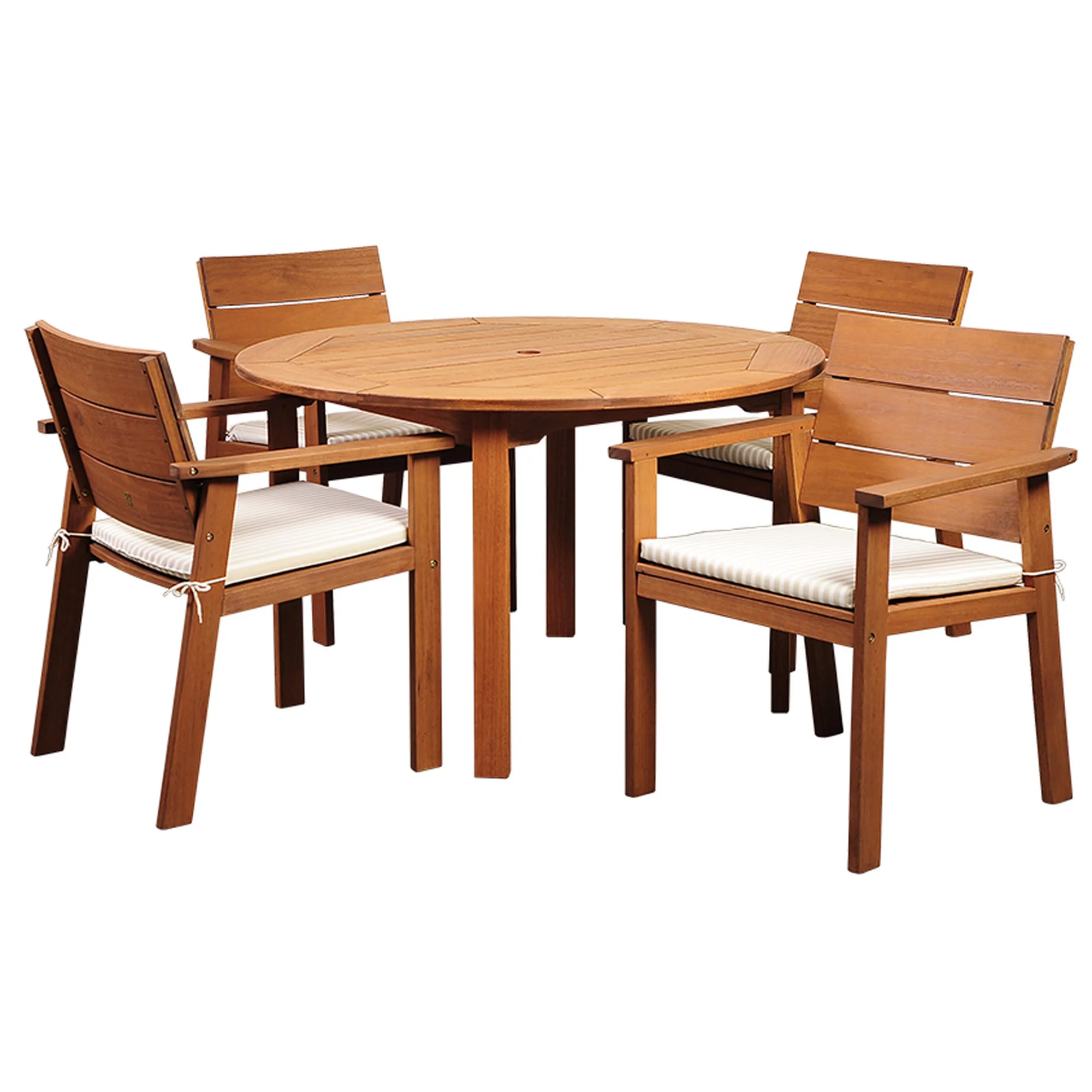 Outdoor Living and Style 5-Piece Brown Nelson Eucalyptus Round Patio Dining Set 47