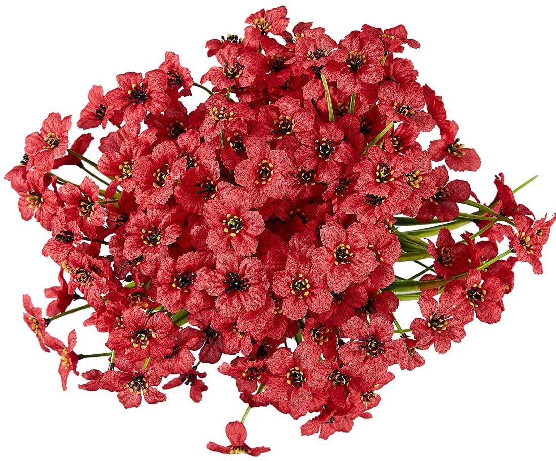 6 Pcs Artificial Violet Flowers Outdoor UV Resistant Fake Silk Flowers No Fade Faux Plastic Flowers Plants for Garden Porch Window Box Home Office Decorating