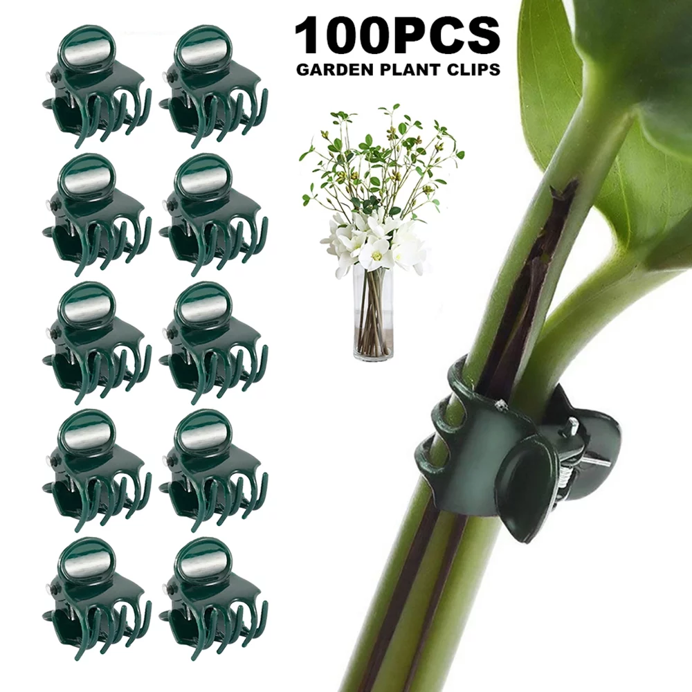 Style That Baby 100 PCS Garden Plant Support Clips Greenhouse Vine Clips for Orchid Stem Stalks Flower to Grow Upright