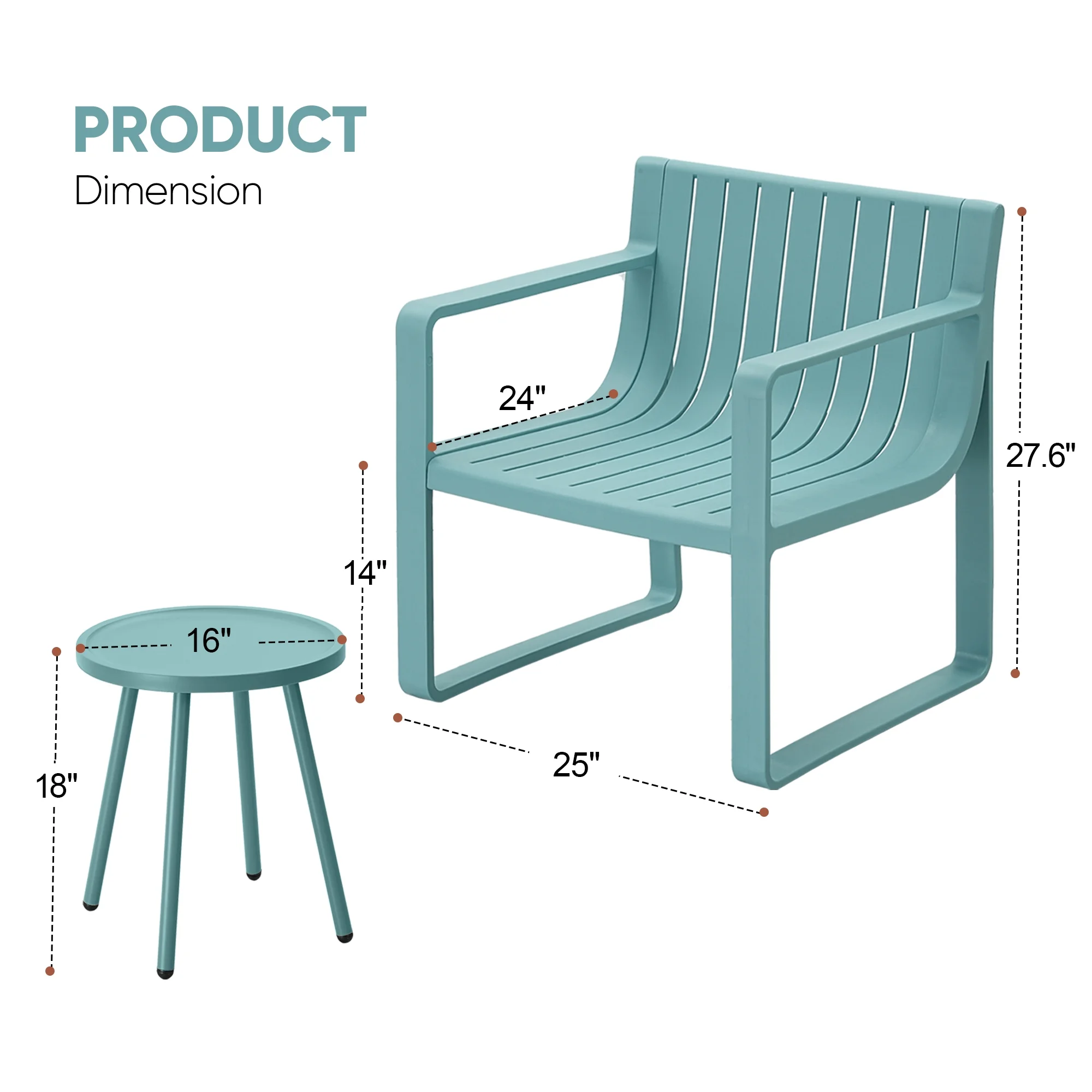 Werph 3 Pieces Patio Furniture Set, Outdoor Furniture Patio Table and Chairs Set, Patio Chairs Set of 2 Patio Conversation Sets,Blue