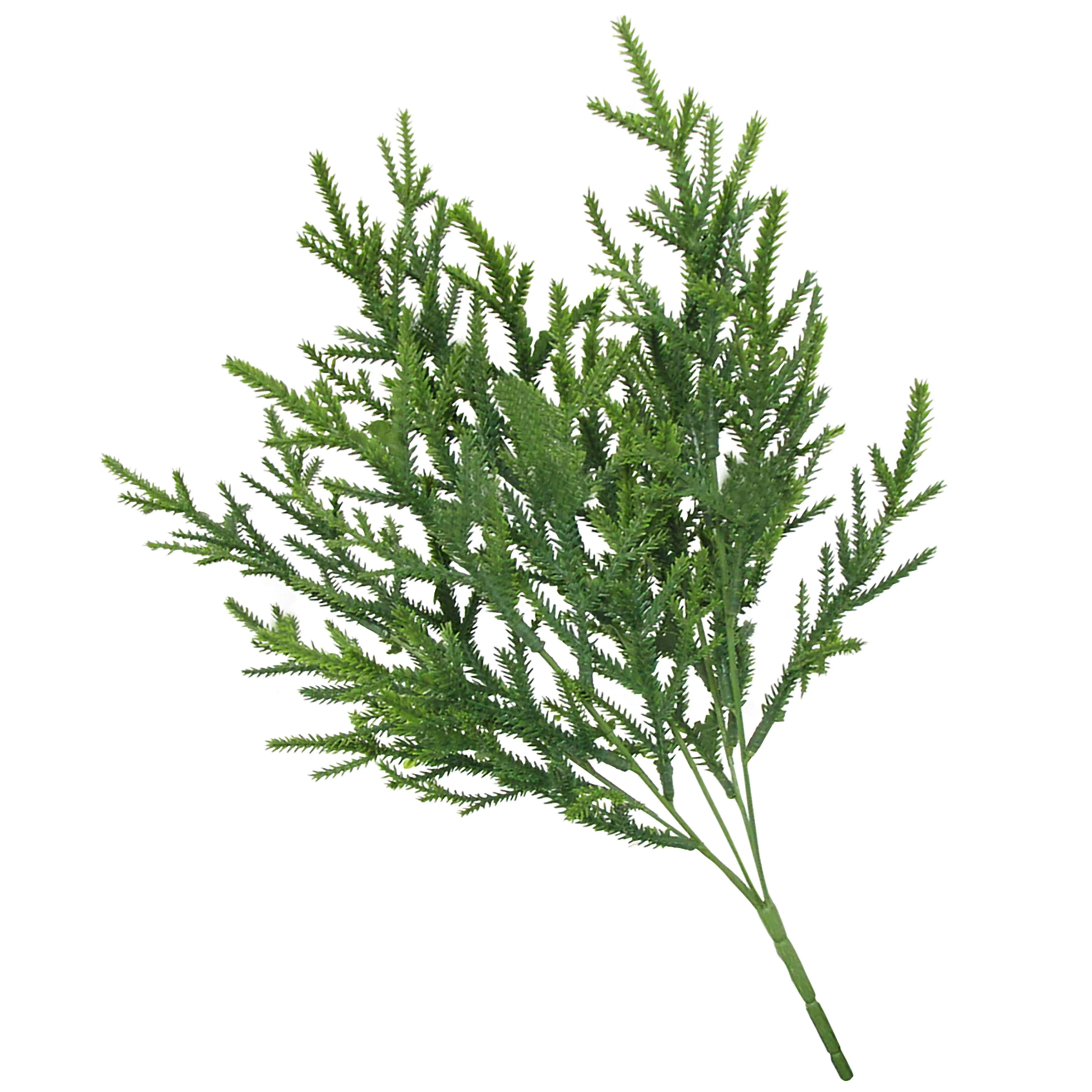 Living Luxury Set of 2 Green Artificial Cedar Pine Leaf Stem Christmas Spray Bush 16in - 16