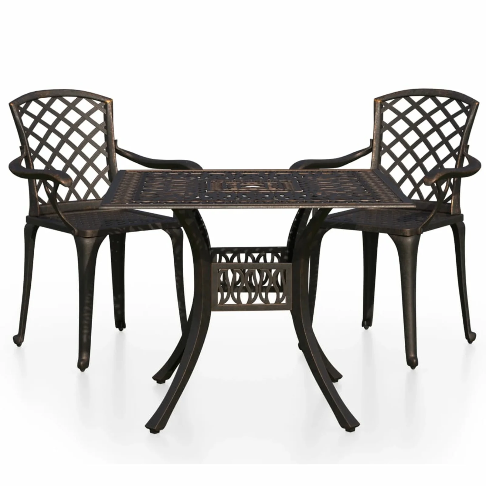 Walmeck 3 Piece Bistro Set Cast Aluminum Bronze