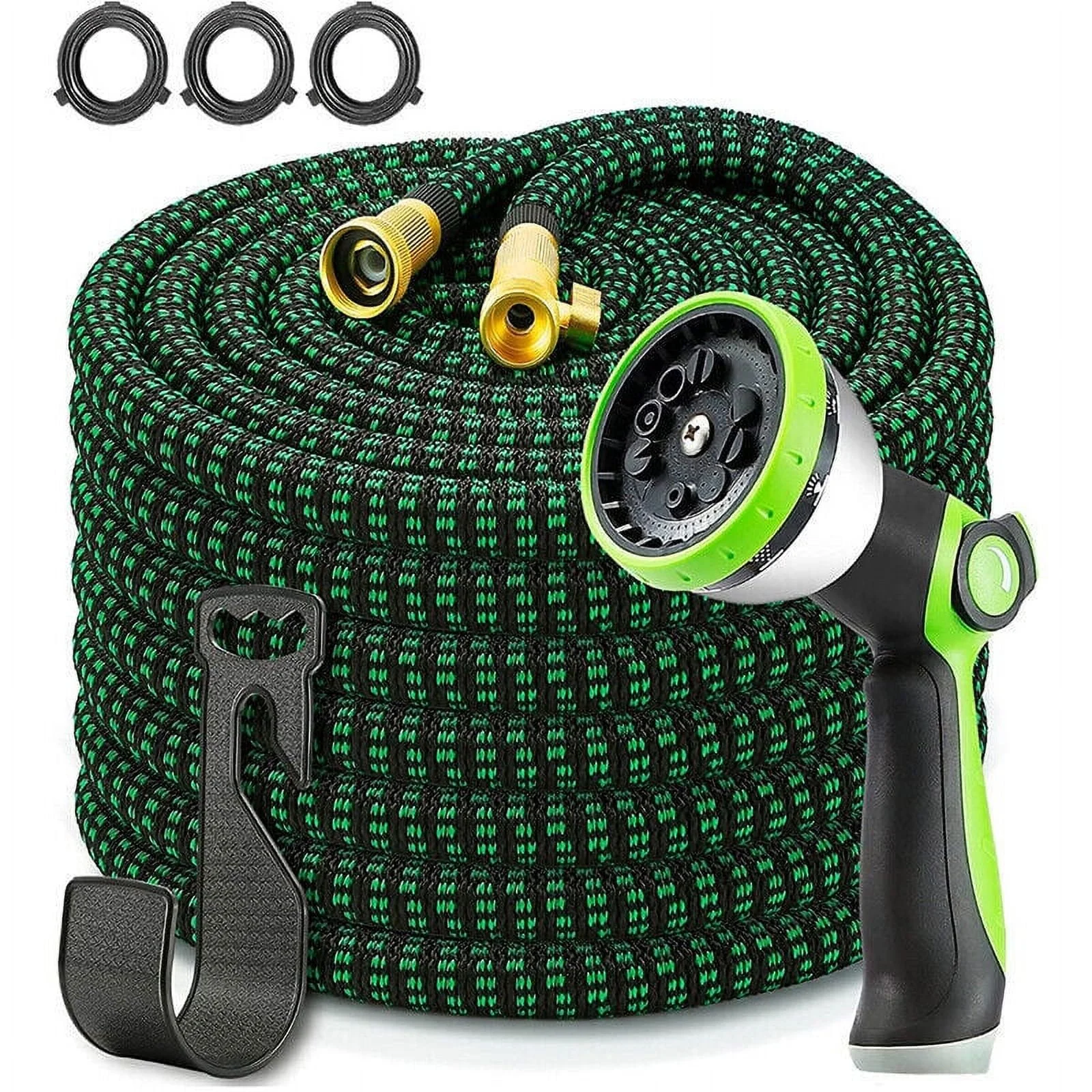 Idealforce 4X Garden Hose x 100 ft, Expandable Stronger Flexible Burst Proof Blue Green