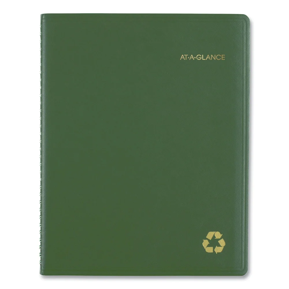 AT-A-GLANCE Recycled 2024 Weekly Monthly Appointment Book Planner Green Large 8