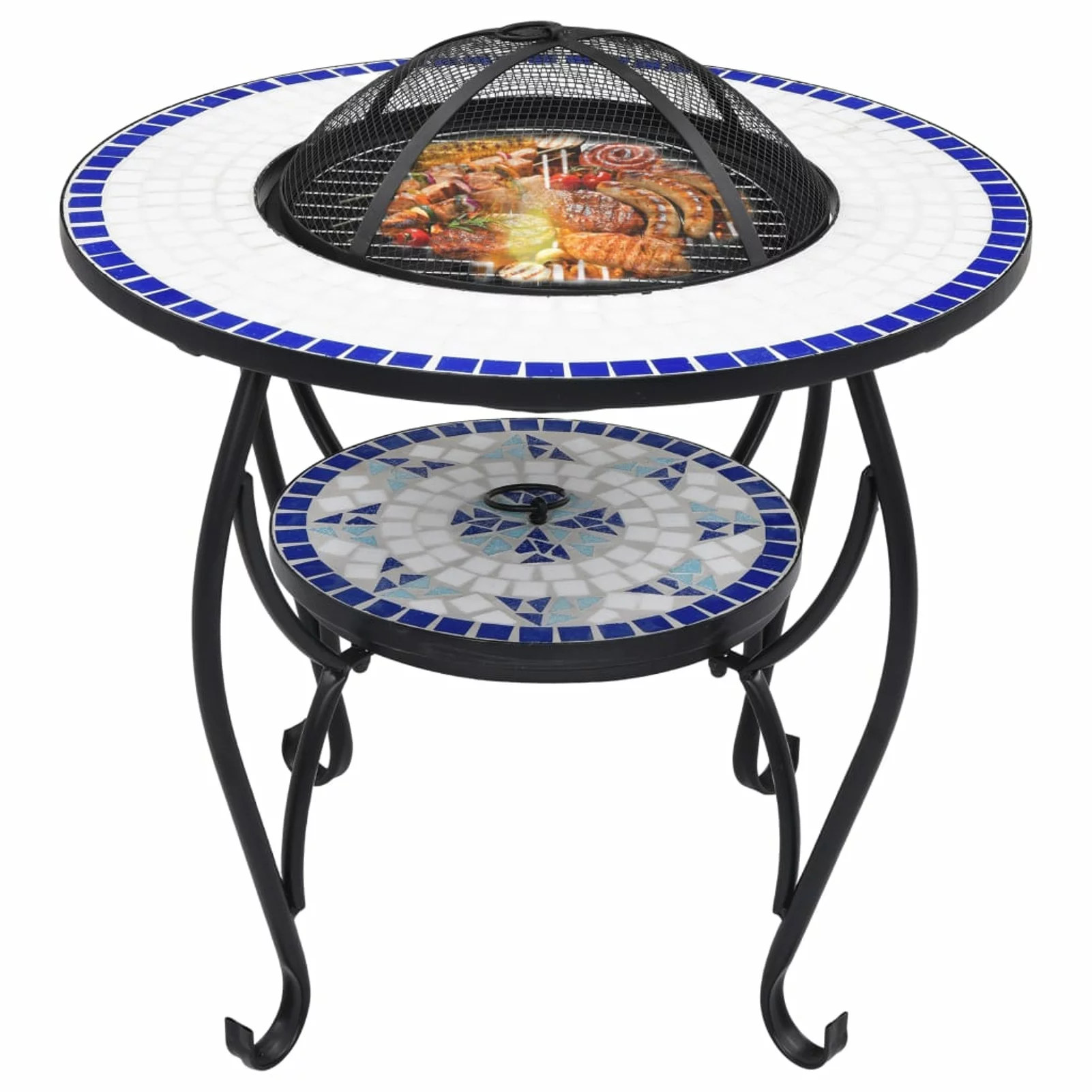 Suzicca Fire Pit Table Blue and White 26.8