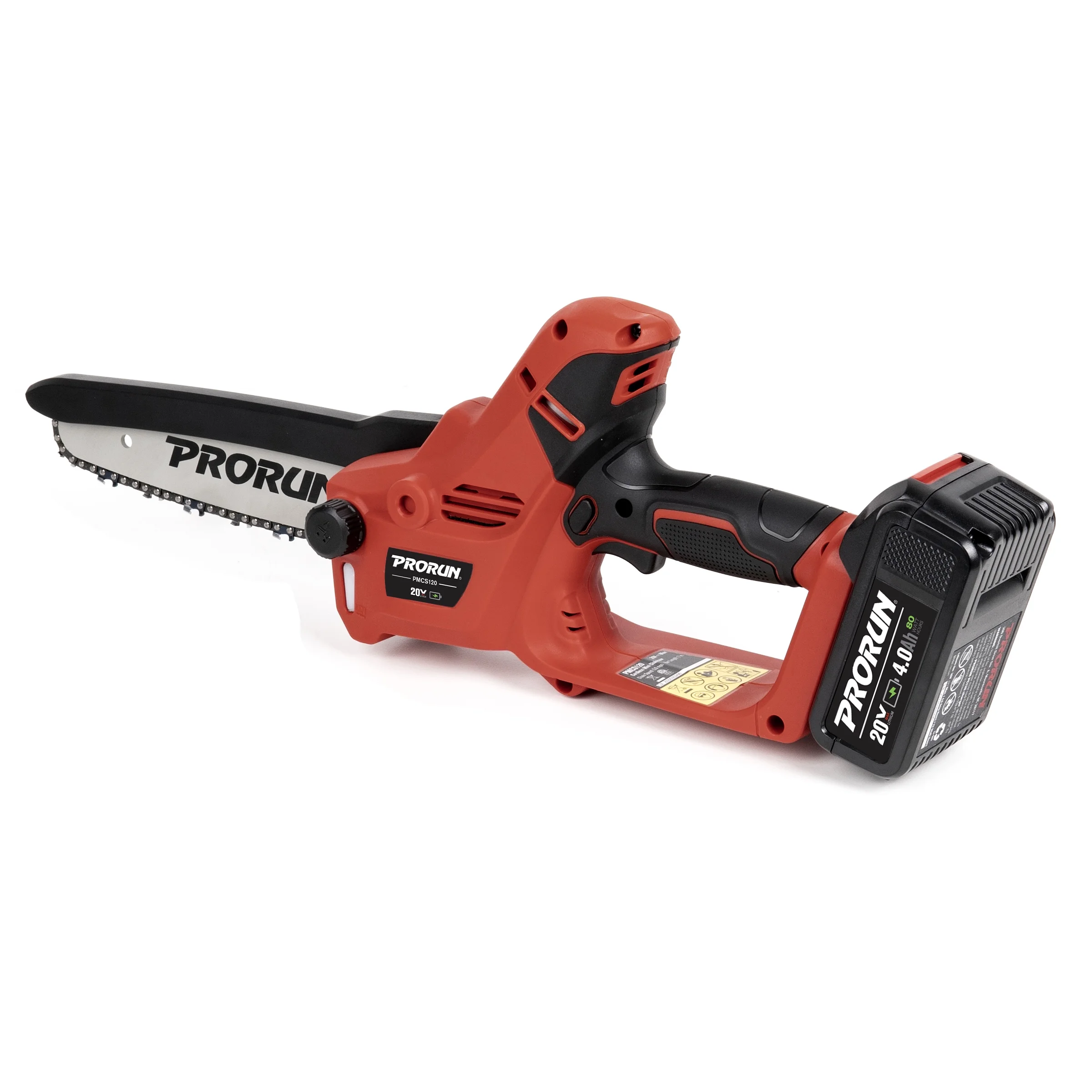 PRORUN 20V 7-in. Brushless Cordless Mini Chainsaw with 4.0 Ah Battery and Charger