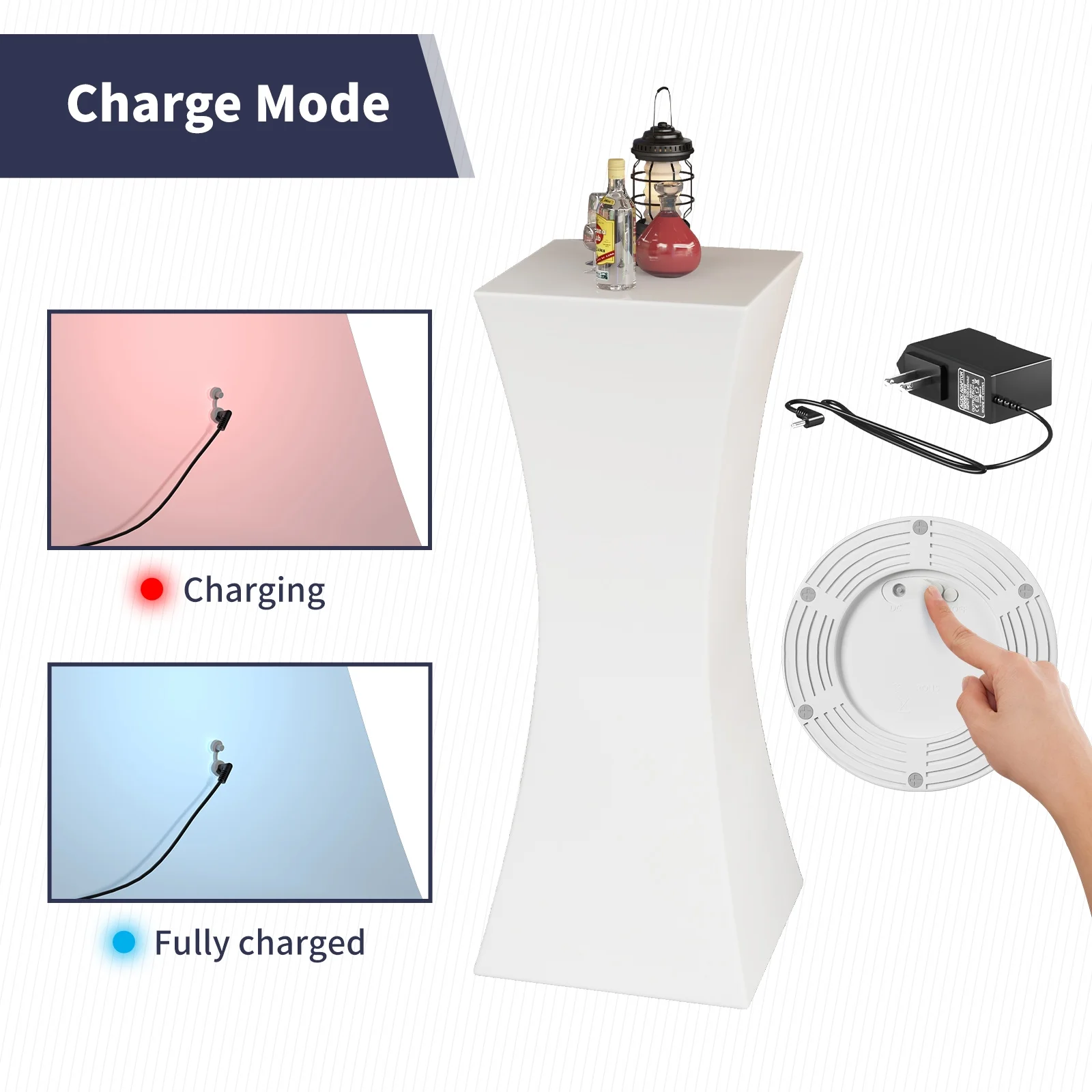 BALUS Changing Colors LED Cocktail Table with Slim Waist, 18