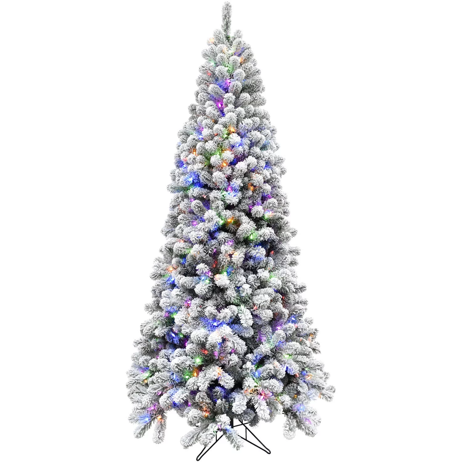 Fraser Hill Farm 10-ft. Flocked Alaskan Pine Christmas Tree, 1150 Dual Multi & Warm White LED Lights