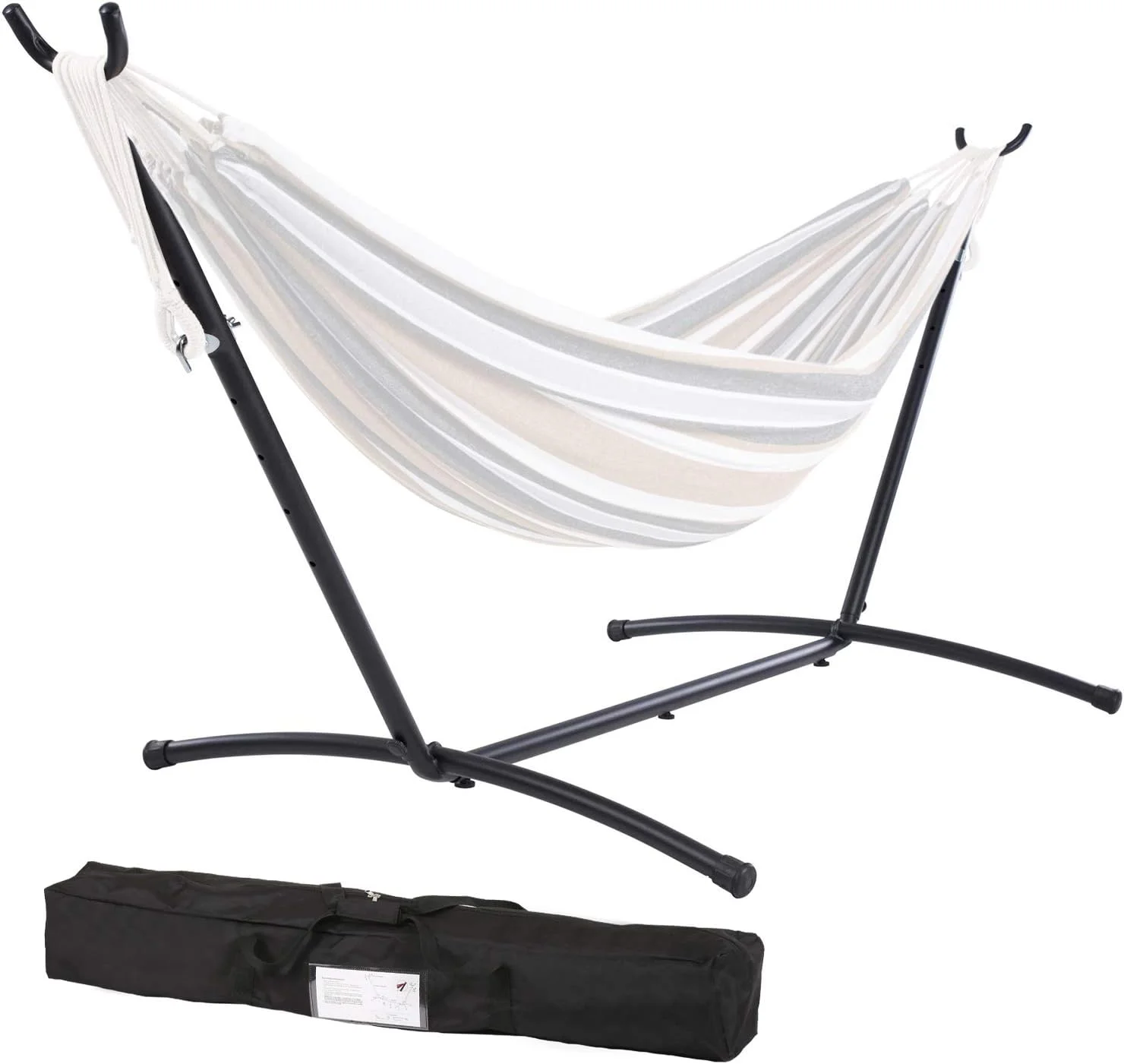 Patio or Indoor (Hammock) with Space Saving Steel Stand and Portable Carrying Case for Outdoor, Black