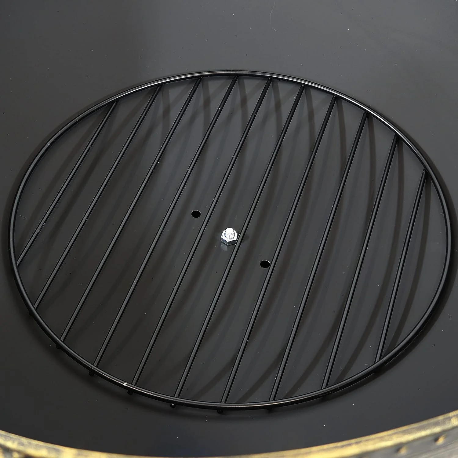 Bowl With Screen, Fireplace , And Metal Grate - Black High-Temperature Paint Finish