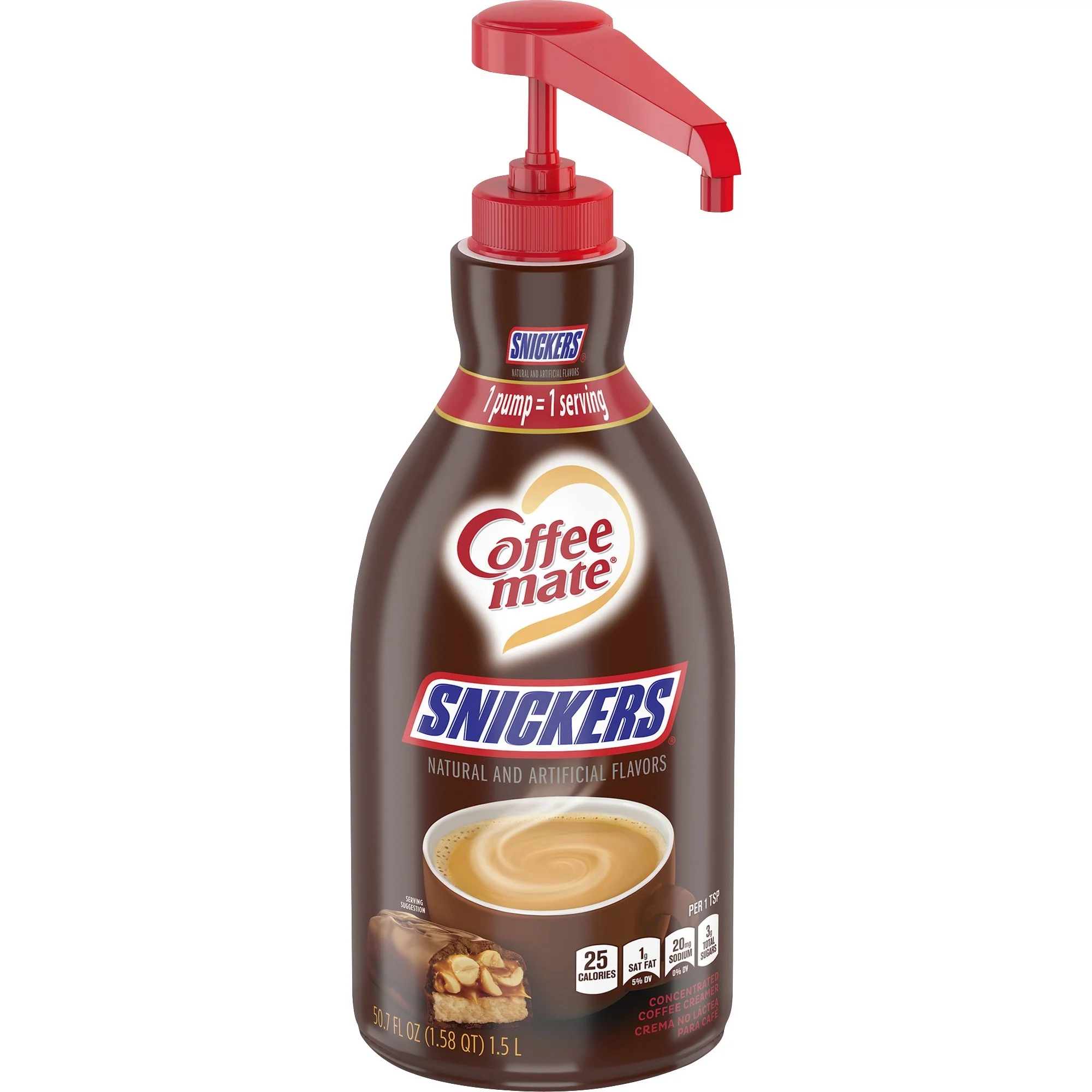 Coffee-mate Snickers Flavored Creamer Pump - Snicker Flavor - 50.72 Fl Oz (1.50 L) - 1eachbottle