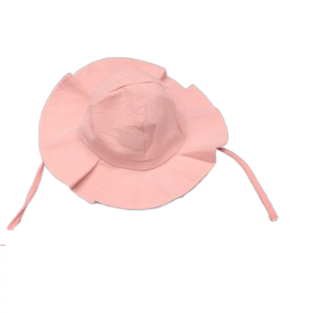Toddler Kids Baby Girls Boys Sun Hat Solid Color Cap Ruffled Wide Brim Bucket Hat Adjustable Beach Hats