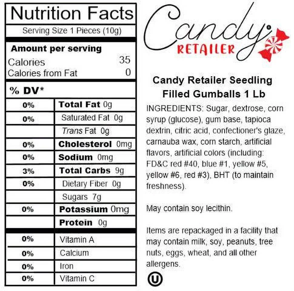 Candy Retailer Seedling Filled Gumballs 1 Lb