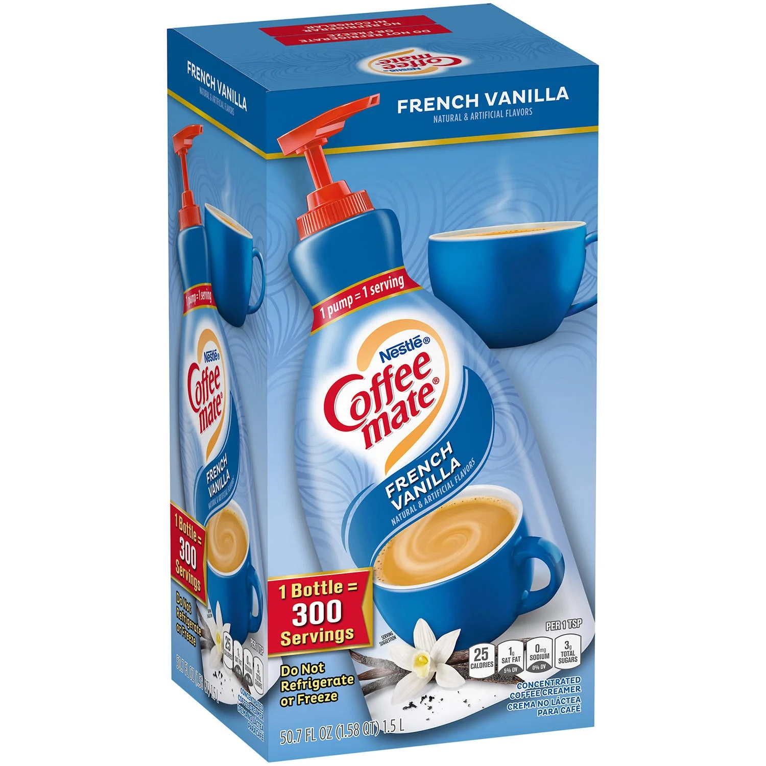 Nestle Coffee-mate Liquid Creamer Pump, French Vanilla (1.5 L)