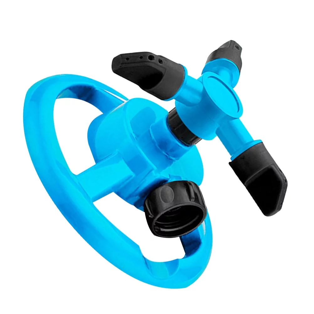 Gongxipen 1PC Garden Sprinkler Automatic Watering Grass Lawn 360 Degree 3 Nozzle Circle Rotating Irrigation Sprayer (Sky-blue)