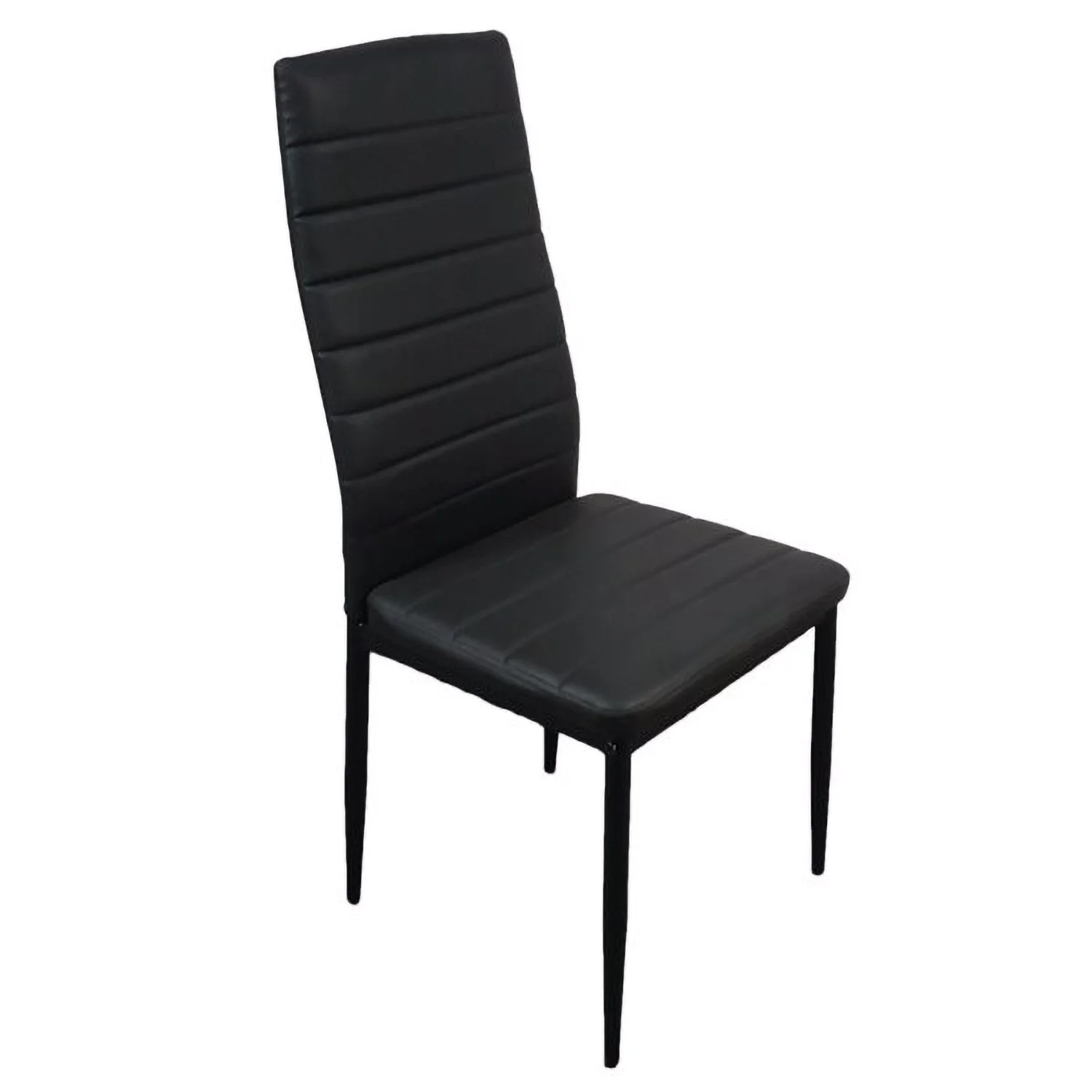 RUseeN 4pcs Elegant Assembled Stripping Texture High Backrest Dining Chairs Black