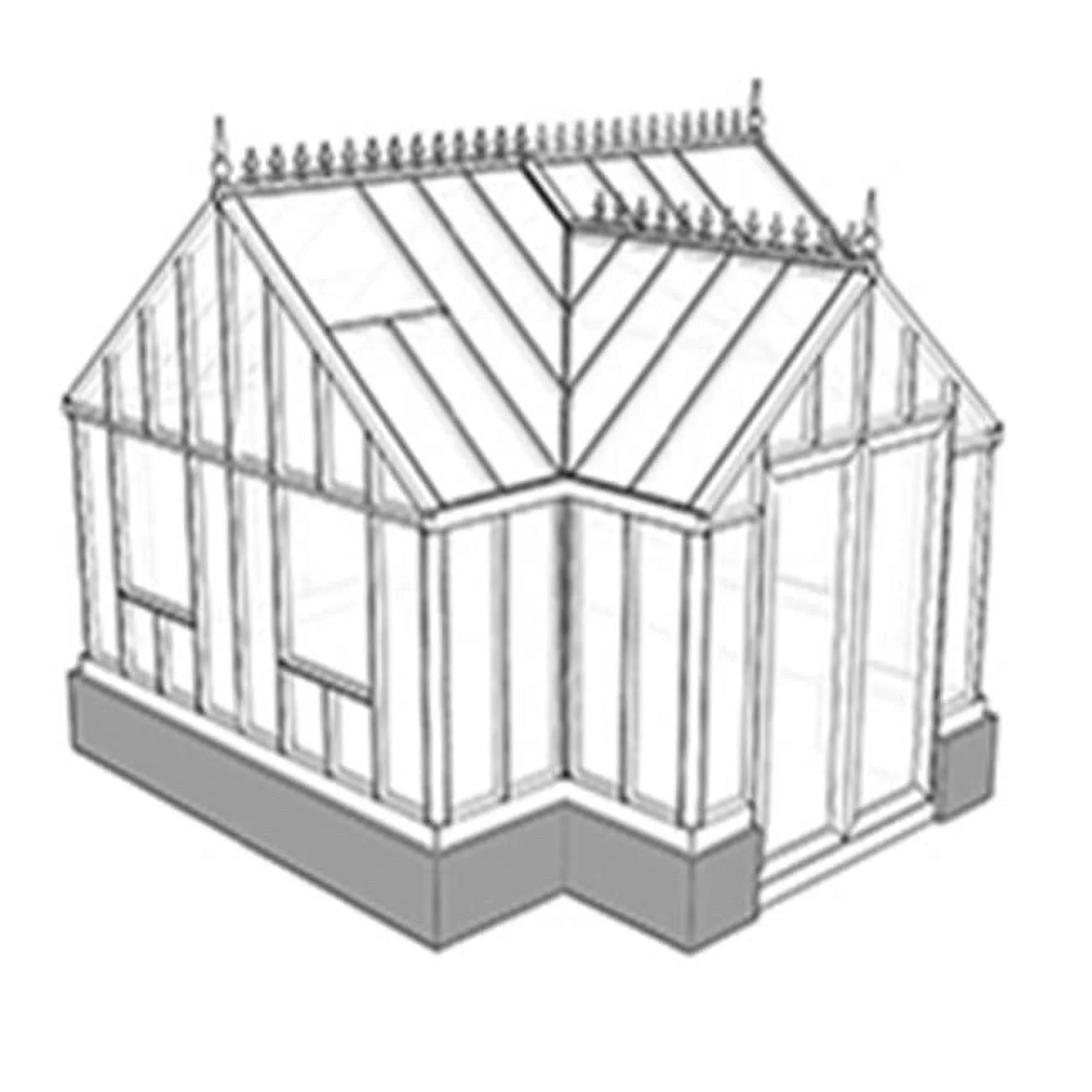 Exaco EOS T-Wall-W EOS Royal Antique Victorian T-Wall Greenhouse, White - 169 sq. ft.
