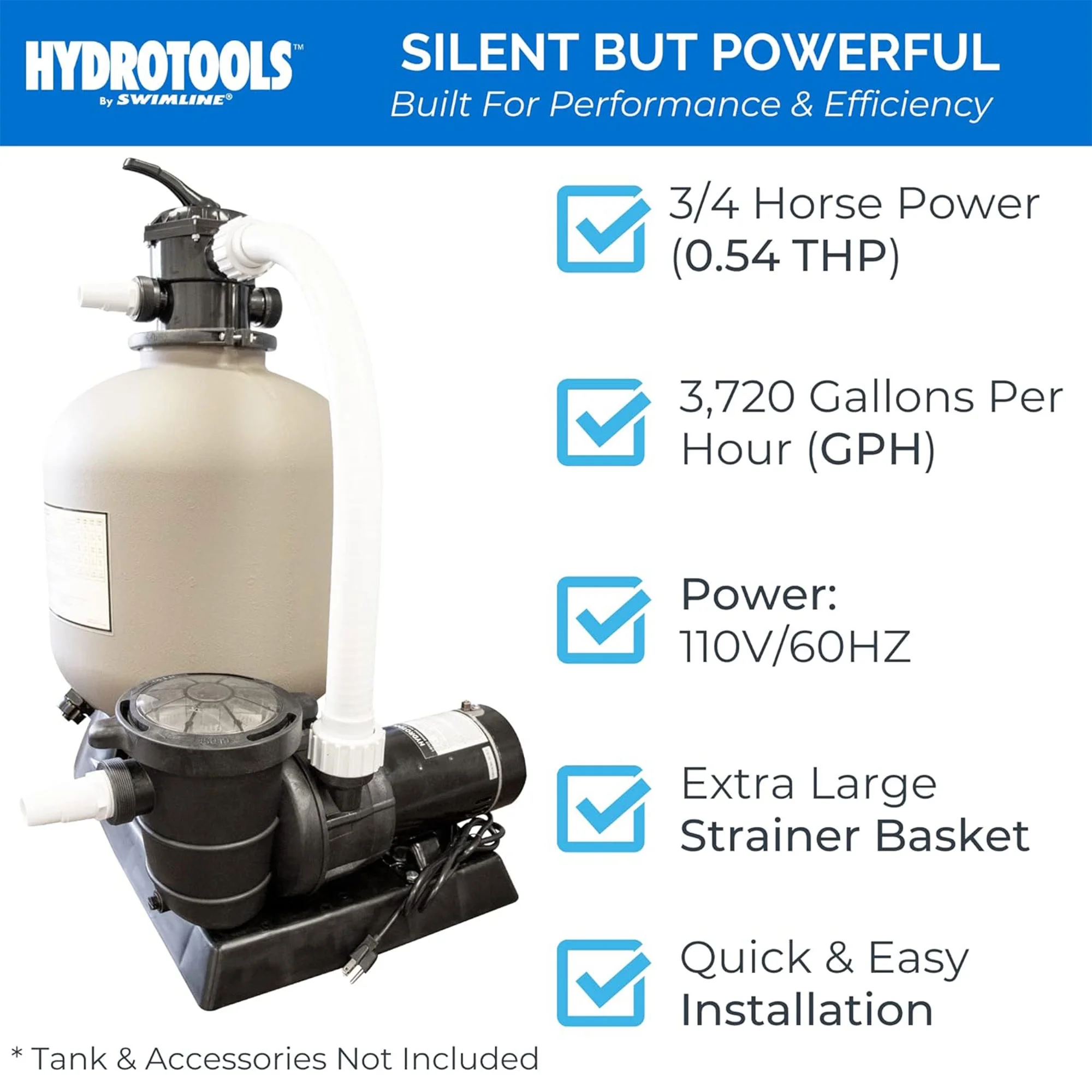 Swimline HydroTools Hydro Flo 0.75 HP Vertical Discharge Swimming Pool Pump