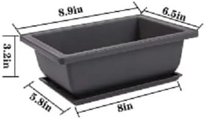 8 Inch Bonsai Pots with Drain Holes and Drip Trays - Heavy Duty, Great Pots for Bonsai Tree, Succulents, Flowers (1 Pot)