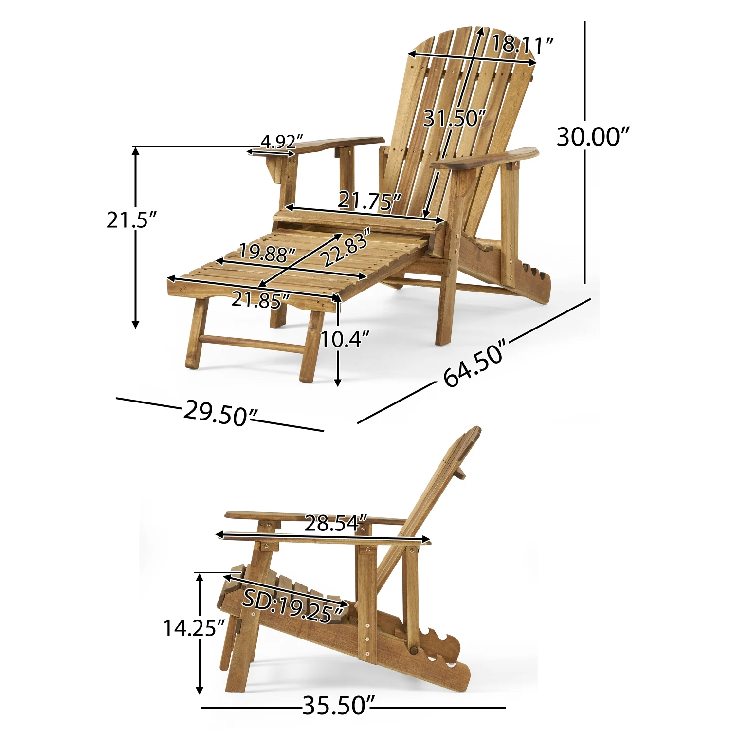 YPDCHB MALIBU RECLINING ADIRONDACK CHAIR