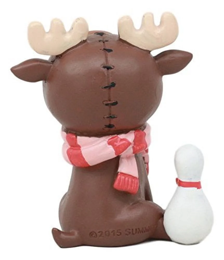 Ebros Furry Bones Pink Scarfed Spruce The Moose With White Duck Skeleton Figurine 3