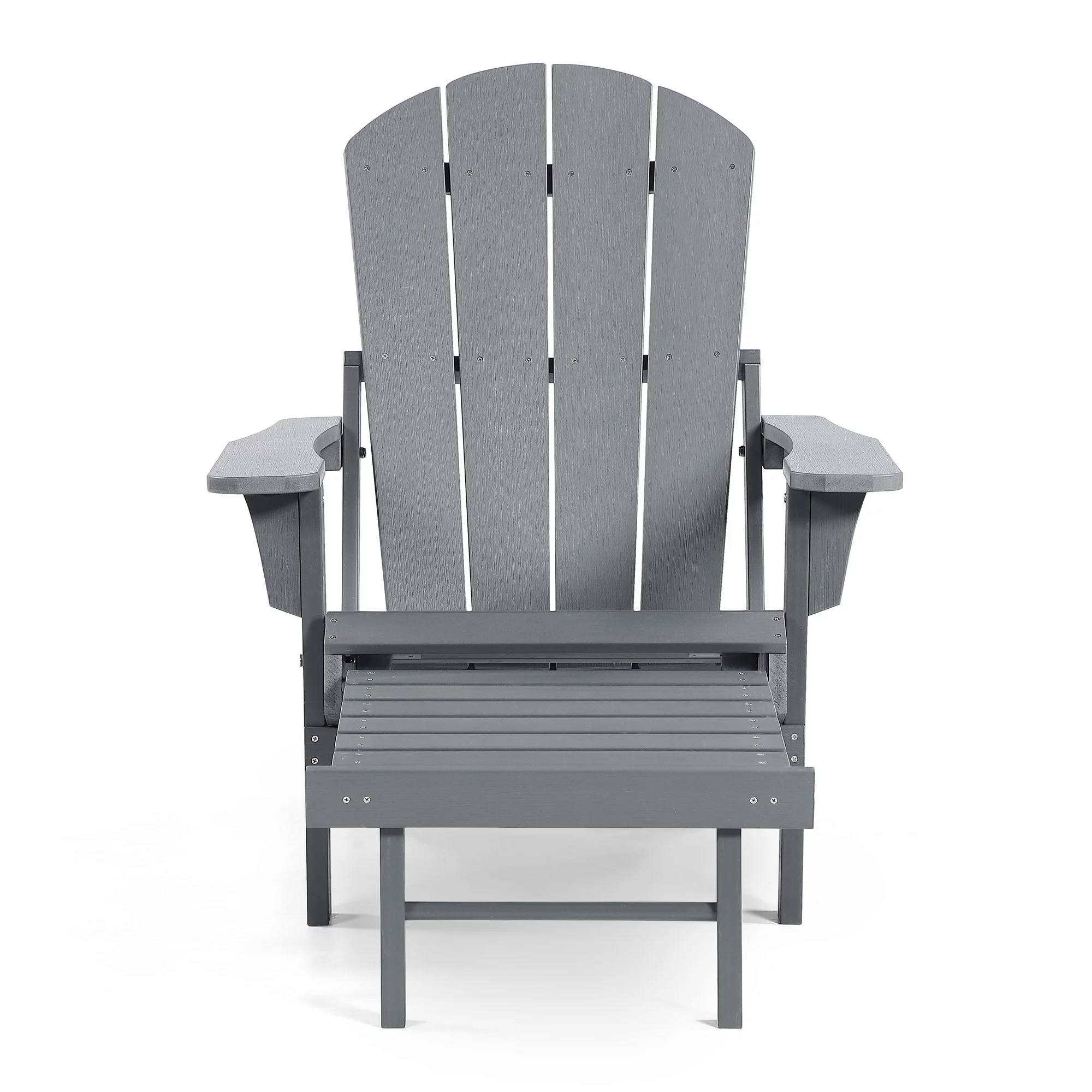 Hurley Stanton Drew Plastic/Resin Folding Adirondack Chair with Ottoman (Gray)