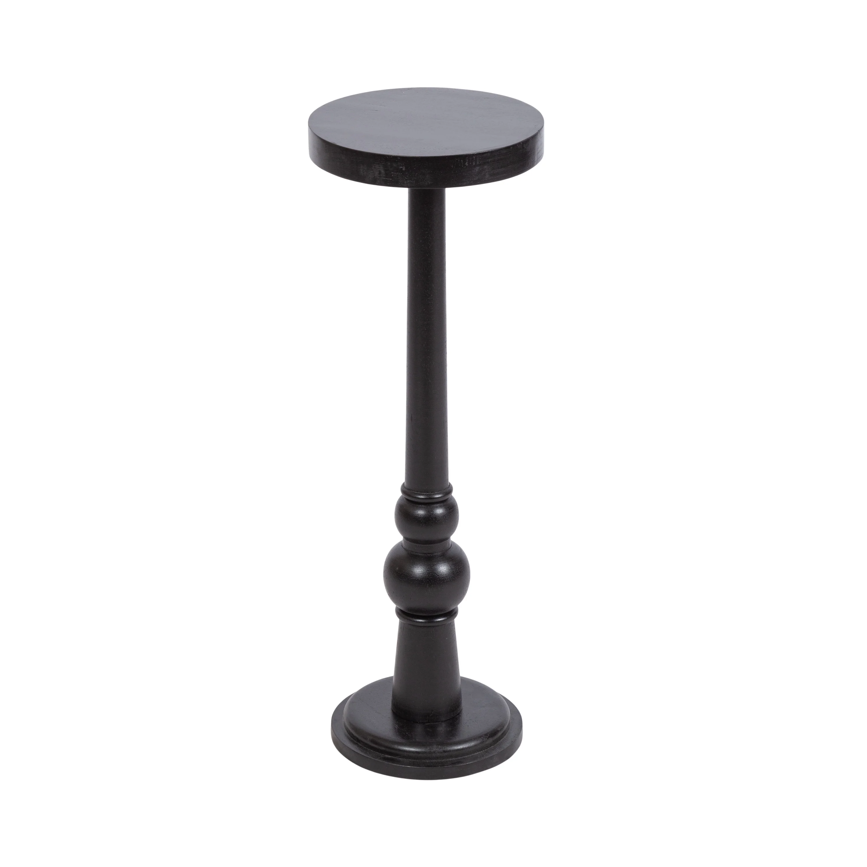 Kate and Laurel Wegner Traditional Wooden Round Drink Table, 8 x 23, Black, Elegant and Durable Pedestal Table for Use as Small Drink Table, Plant Stand, or Decorative Item Display
