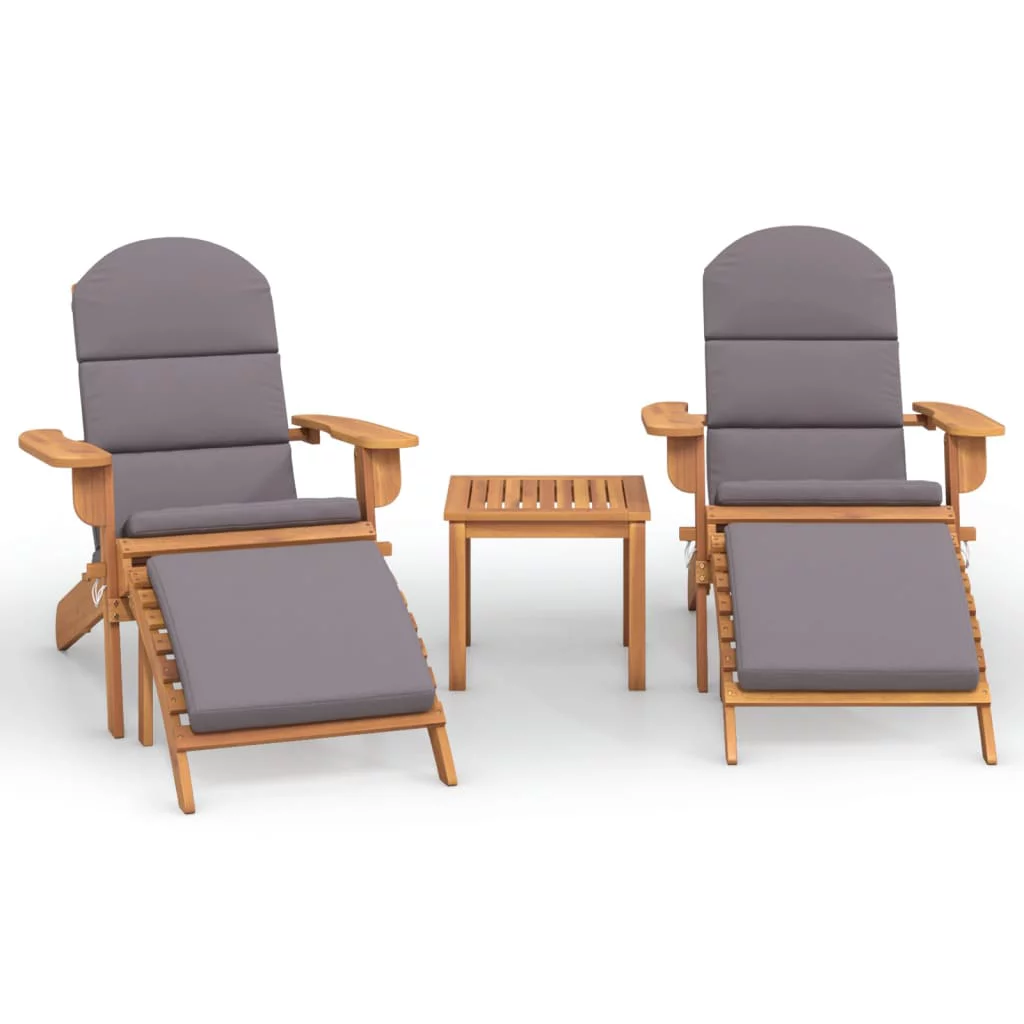 Dcenta 3 Piece Adirondack Patio Set Solid Wood Acacia