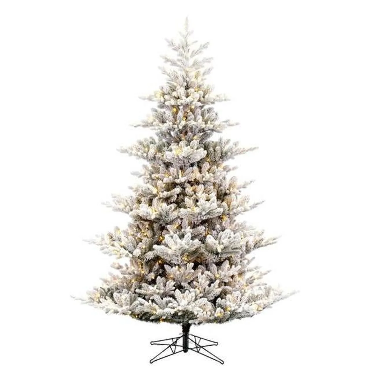 6.5 ft. x 57 in. Flocked Hudson Fraser Fir Green Artificial Christmas Tree with Dura-Lit 500 Warm White Lights