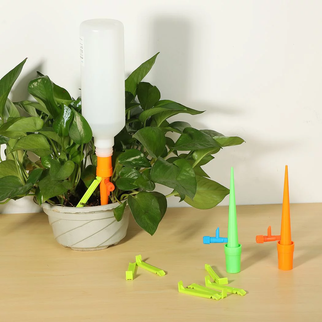 Self Watering Set, 12PCS Plant Watering Spikes, Upgraded Plant Watering System with Slow Release Control Valve, Automatic Irrigation Dripper Stakes for Outdoor & Indoor Vacation Plant Watering