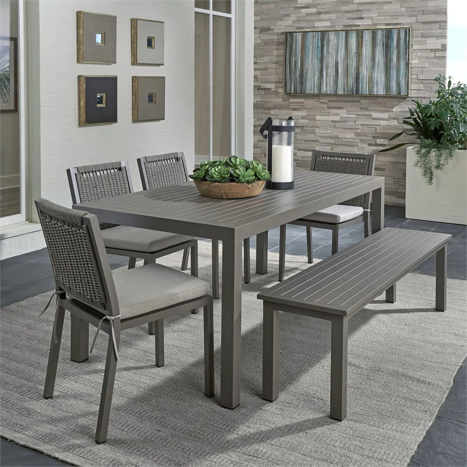 Liberty Furniture 6 Piece Aluminum Outdoor Rectangular Dining Set in Gray
