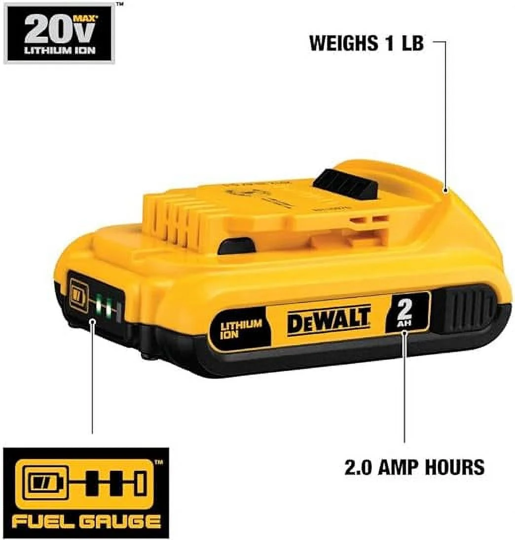 Open Box DEWALT 20V MAX Compact Lithium-Ion 2.0Ah Battery Pack DCB203 - BLACK/YELLOW