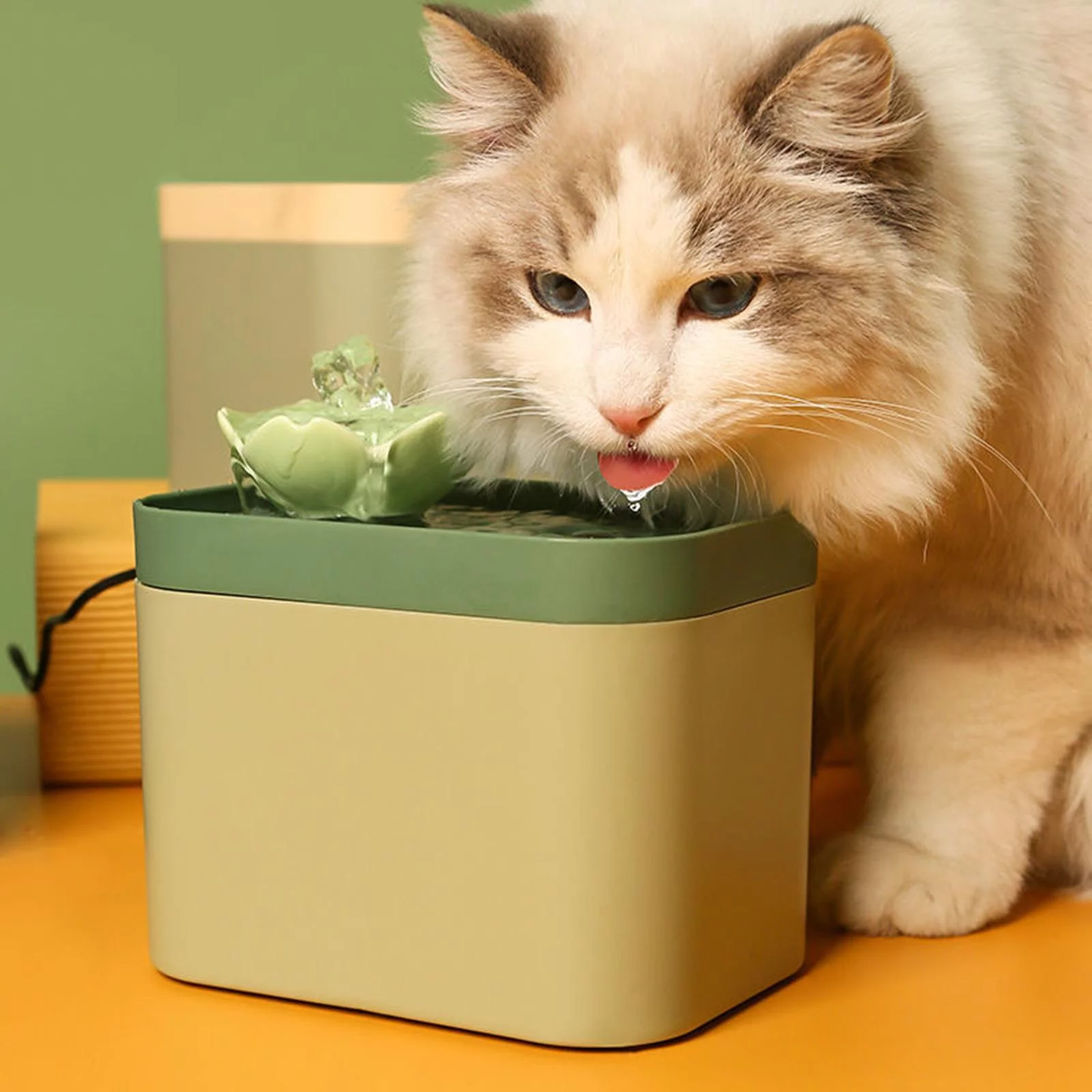 1.5L Cat Water Fountain Supplies Feeding Quiet USB Bowl Dish Dispenser Drinking Green
