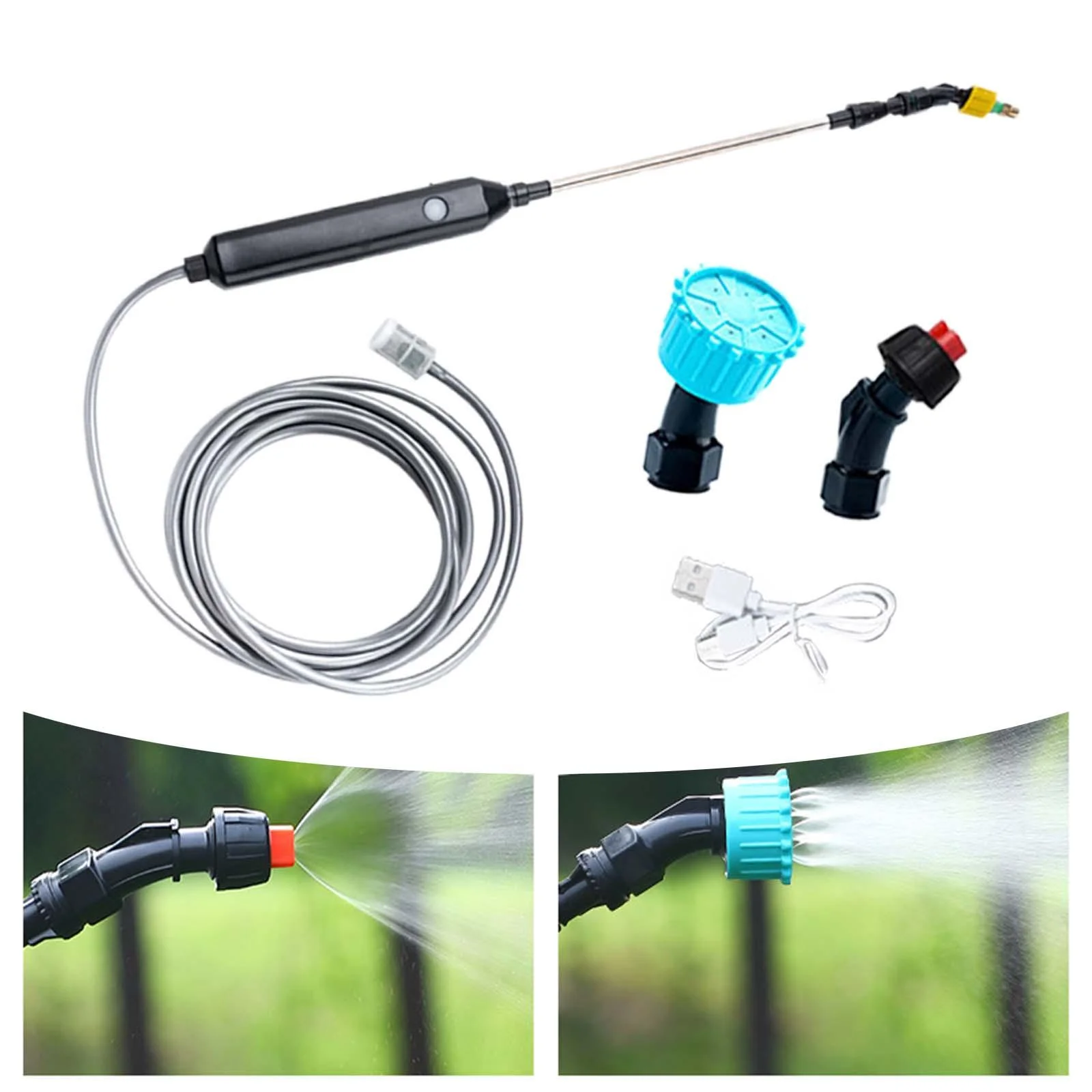 kesoto Sprayer, Watering with Hose Plant Spray Mister Adjustable Nozzles for Farm Lawn Flower Pots 300cm Water Pipe