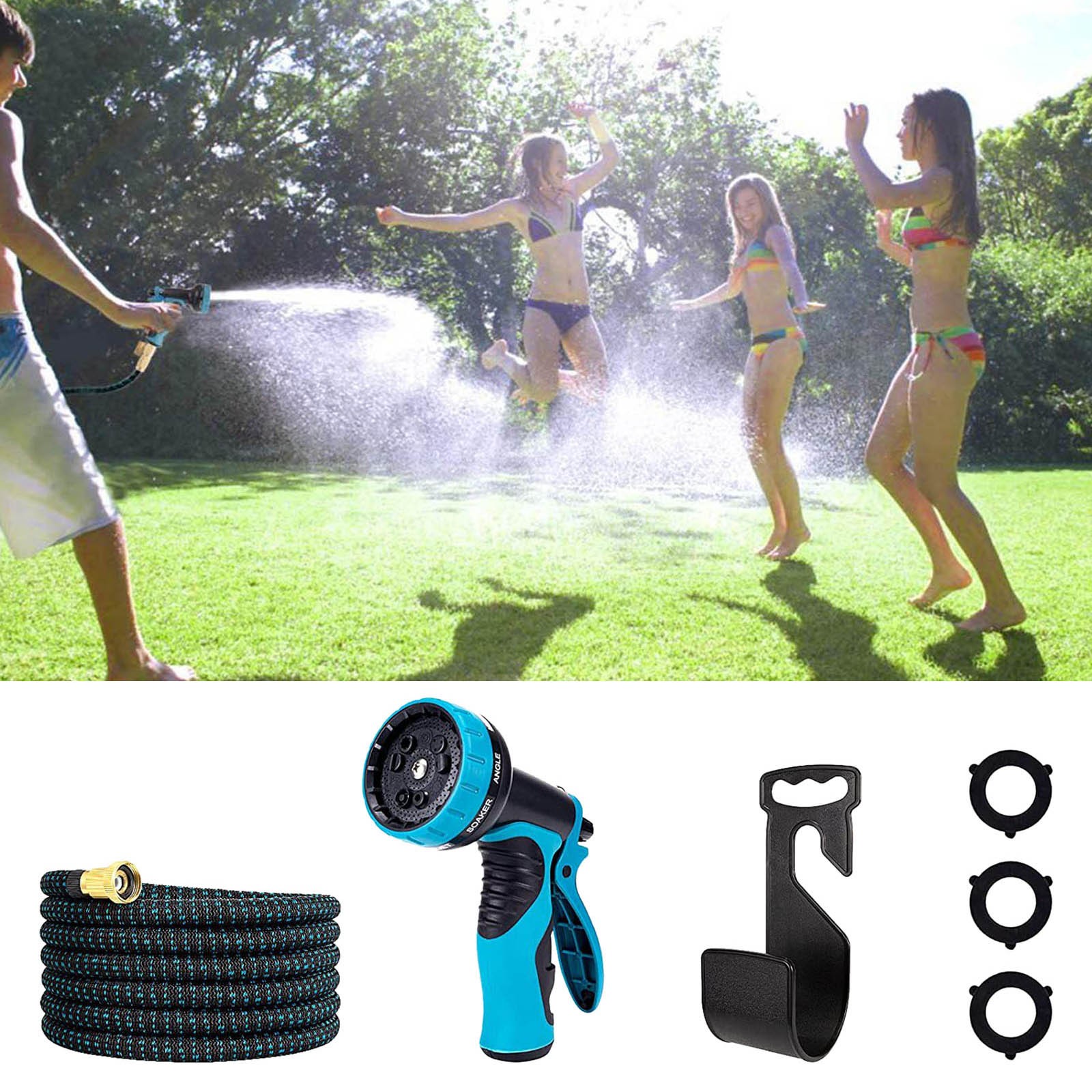 SIfdSeng Garden Retractable Hose Set High Pressure Car Wash Water Watering Garden Garden Hose 50Ft Father's Day Gifts for Dad Father's Day Gifts for Grandparents Father Day Gifts from Kids Bulk