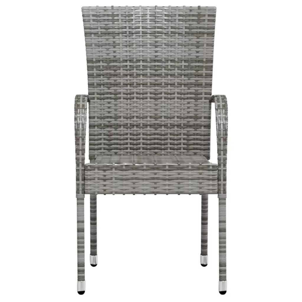 Dcenta 3 Piece Patio Dining Set Poly Rattan Gray