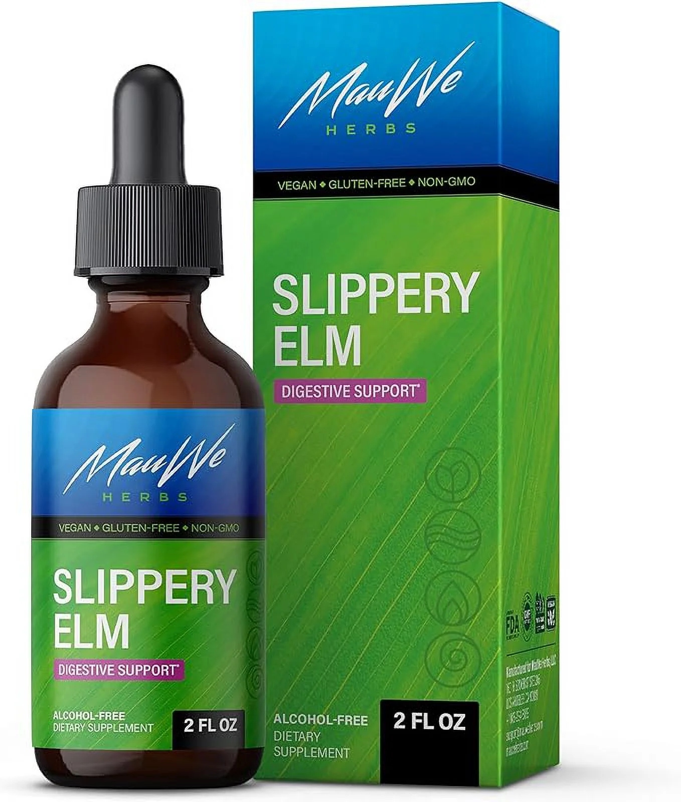 MAUWE HERBS Slippery Elm Bark Liquid Drops - Organic Slippery Elm Tincture - Respiratory Supplements -for Digestive Health, Ulmus Rubra Herb - 2 fl. Oz, USP Vegetable Glycerin