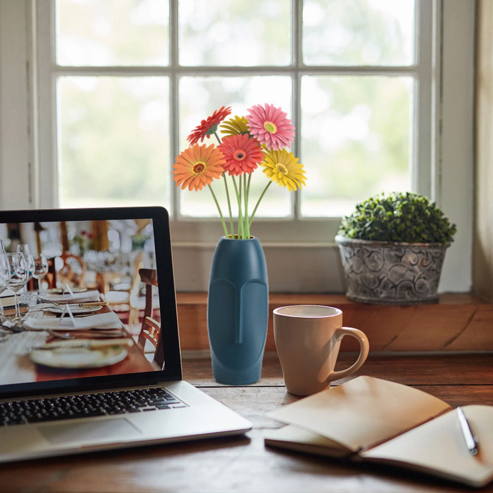 SIfdSeng Imitation Pattern Ceramic Ornament Flower Decor Vase Flower Home Pot Desktop Ornament Father's Day Gifts From Wife and Daughter Happy Fathers Day Decorations Red