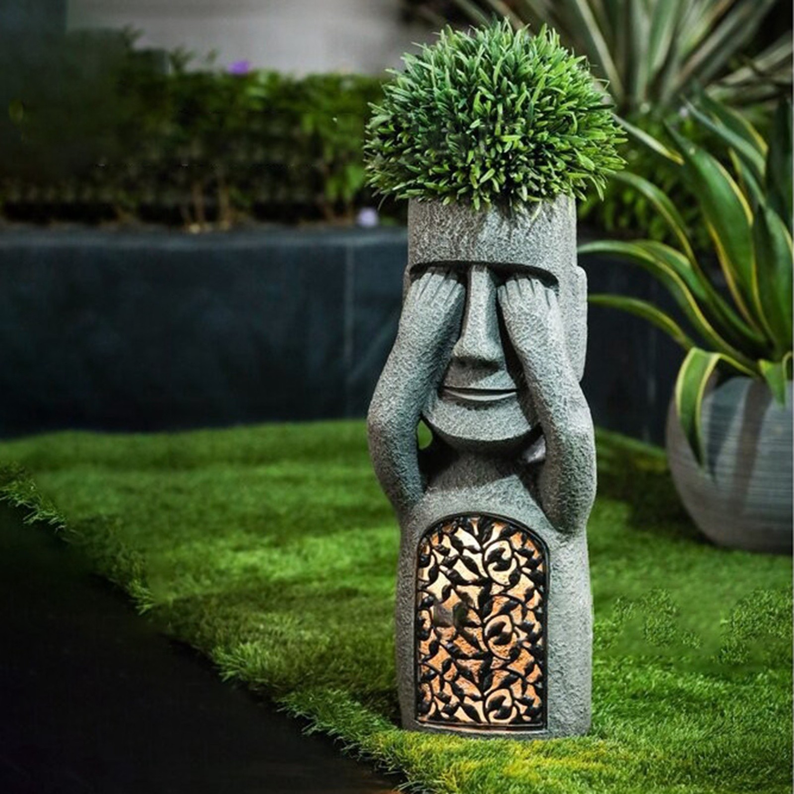 SIfdSeng Illuminated Led Flower Pot Resin Human Figure Design for Outdoor Garden Decorative Planter with Light up Feature for Home and Courtyard Decoration Father's Day Gifts for Dad From Kids