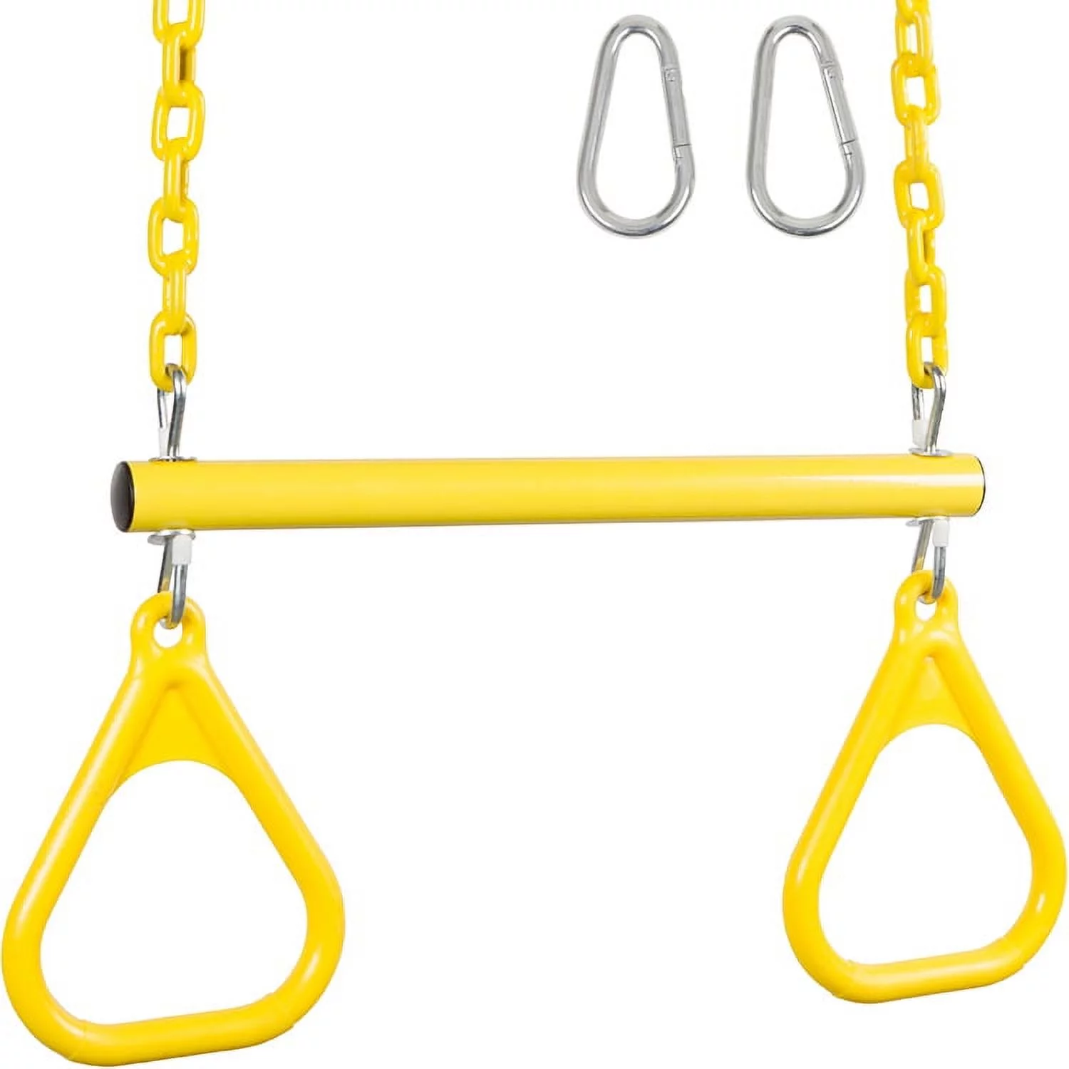 Swing Set Stuff Inc. Trapeze Bar with Rings and Coated Chain (Yellow)