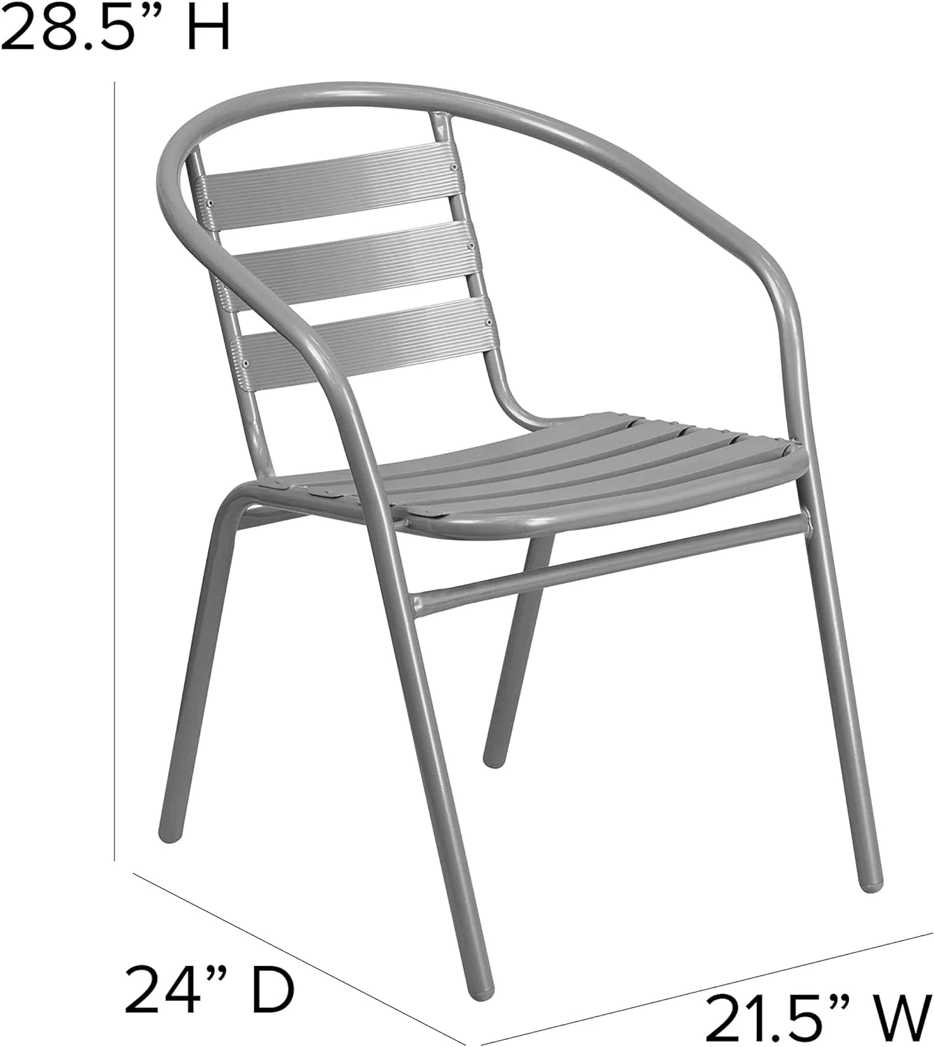Lila Silver Metal Restaurant Stack Chair With Aluminum Slats