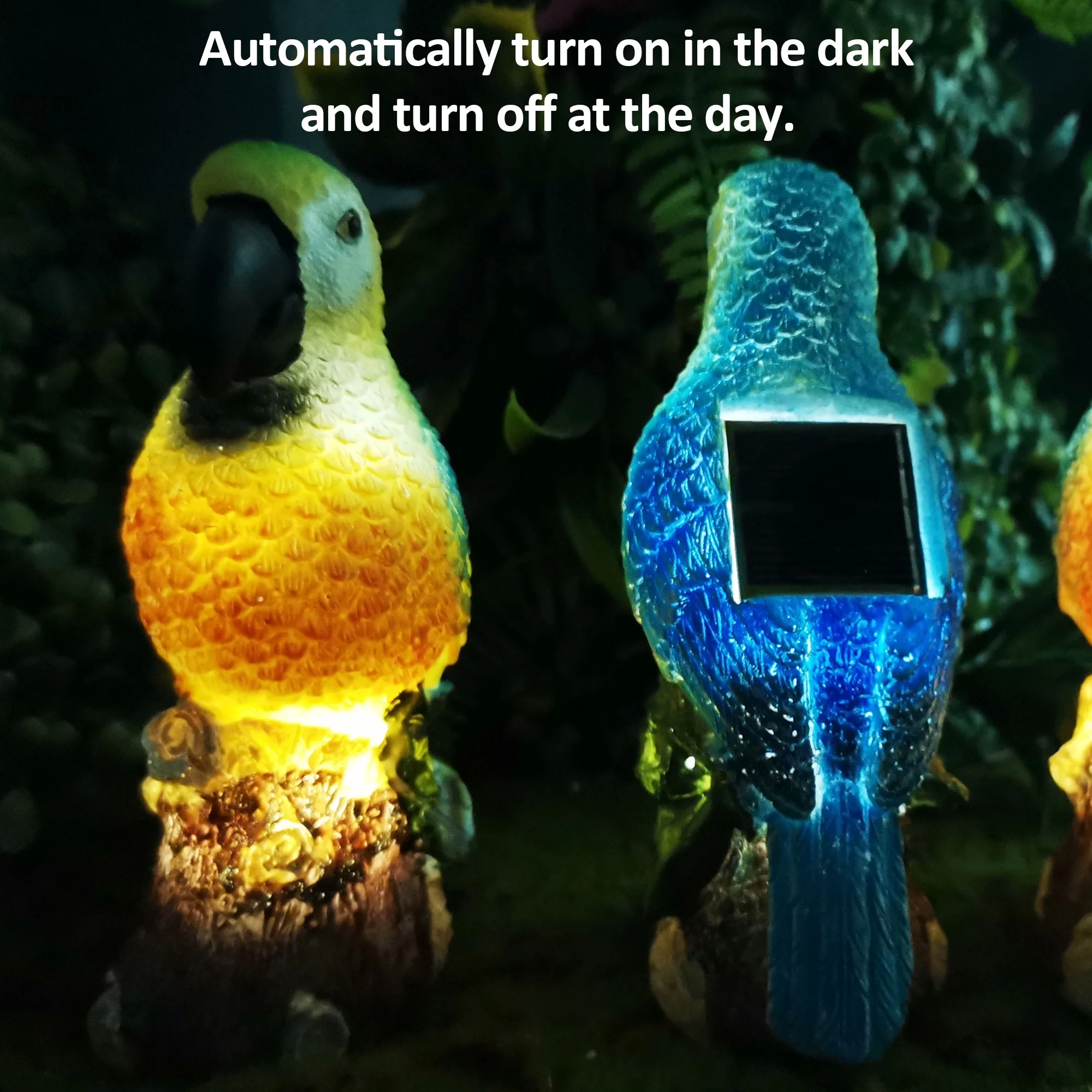 Solar Parrot Garden Statue Light, 2 Pack Resin Parrot Figurine LED Lights for Outdoor Yard Pathway Patio Lawn Gifts Weather Resistant