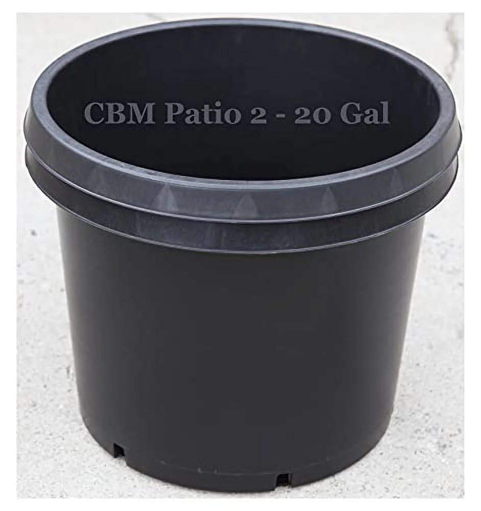 CBM 2-20 Gallon Premium Black Plastic Nursery Plant Container Garden Planter Pots, 22.5 inch TOP x 17.5 inch BOTTOM x17 inch HIGH (PT20GAL)