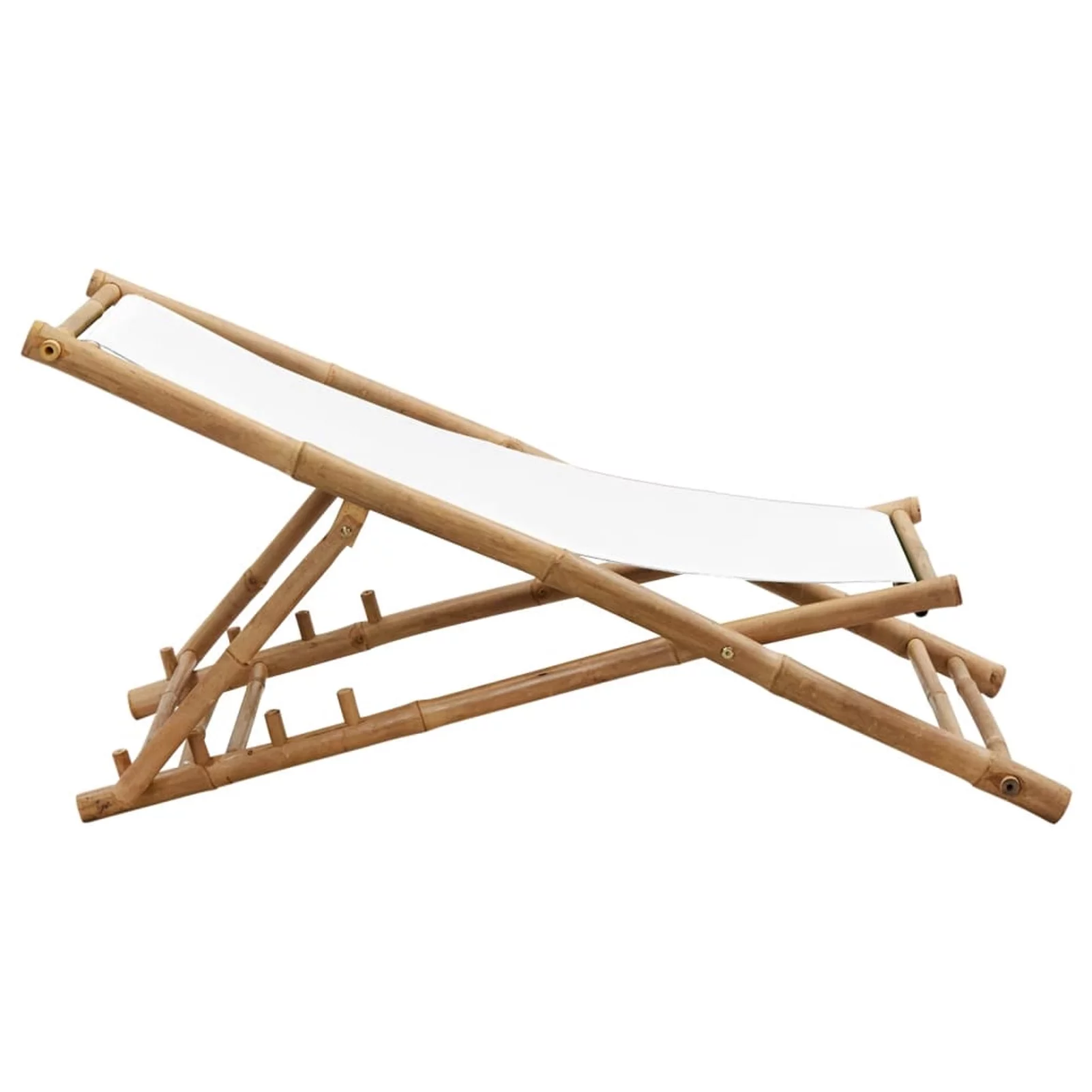 walmeck Patio Deck Chair Bamboo and Canvas