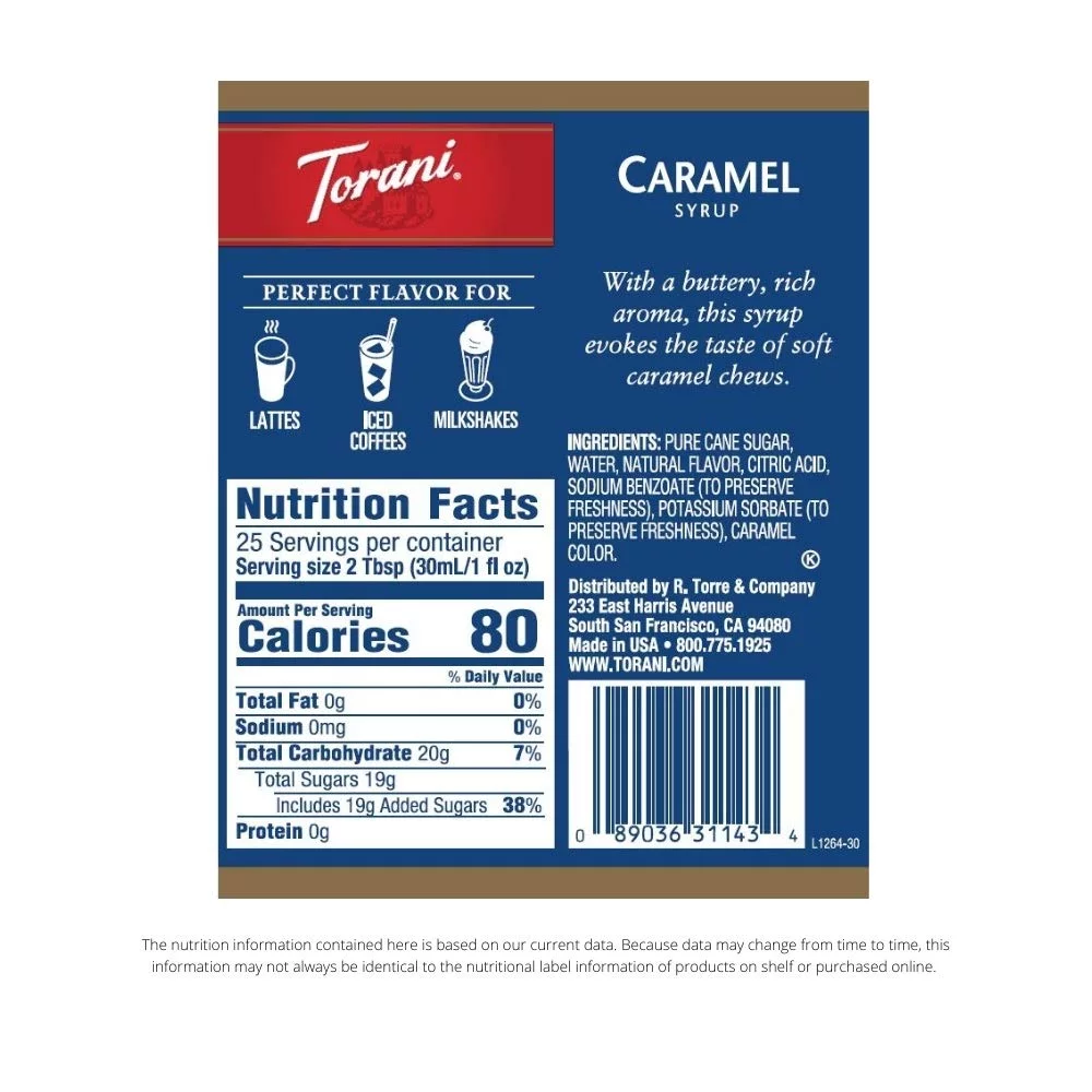 Torani Caramel Syrup 750ml